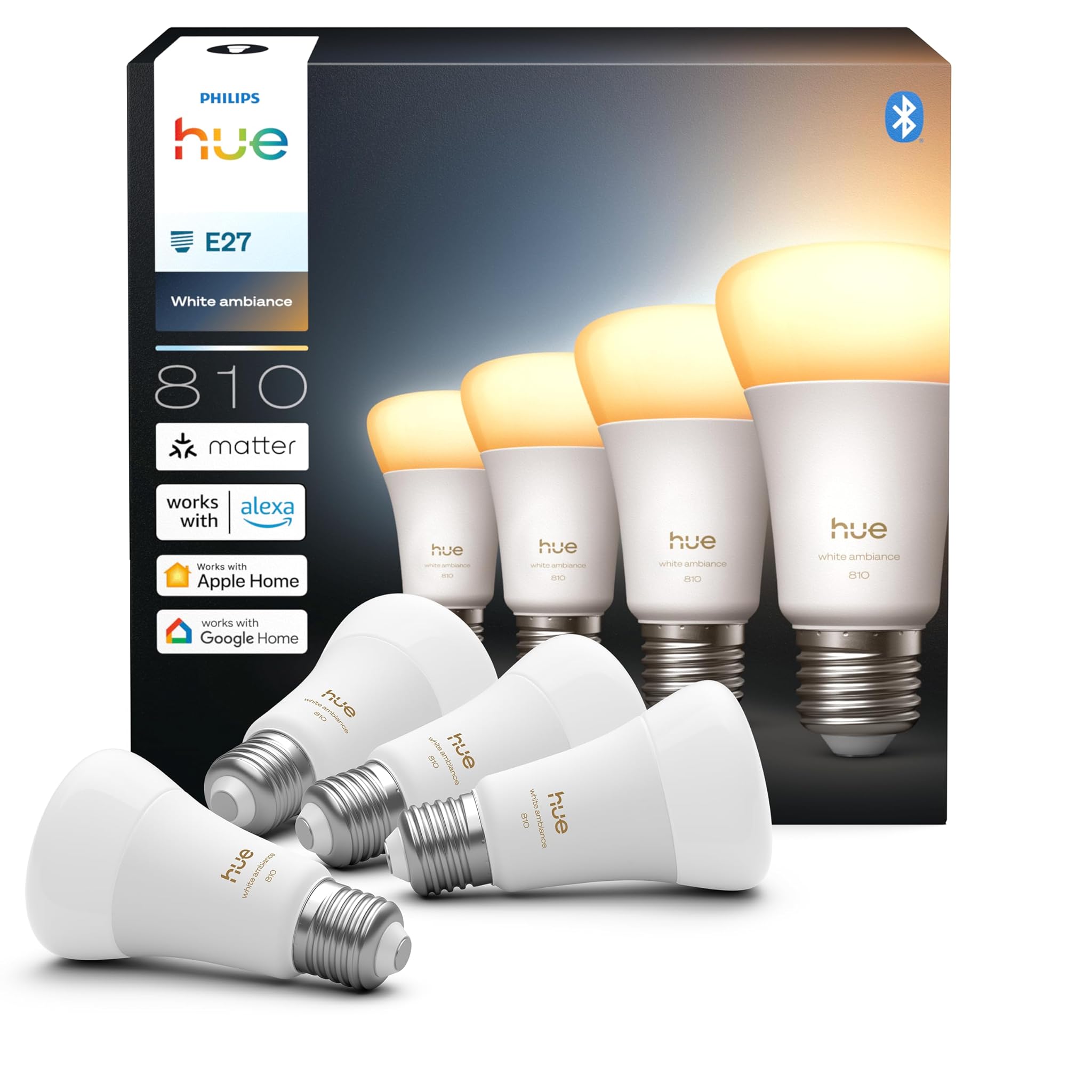 Philips Hue Lampada Smart LED A60 E27, White Ambiance (4 pz)