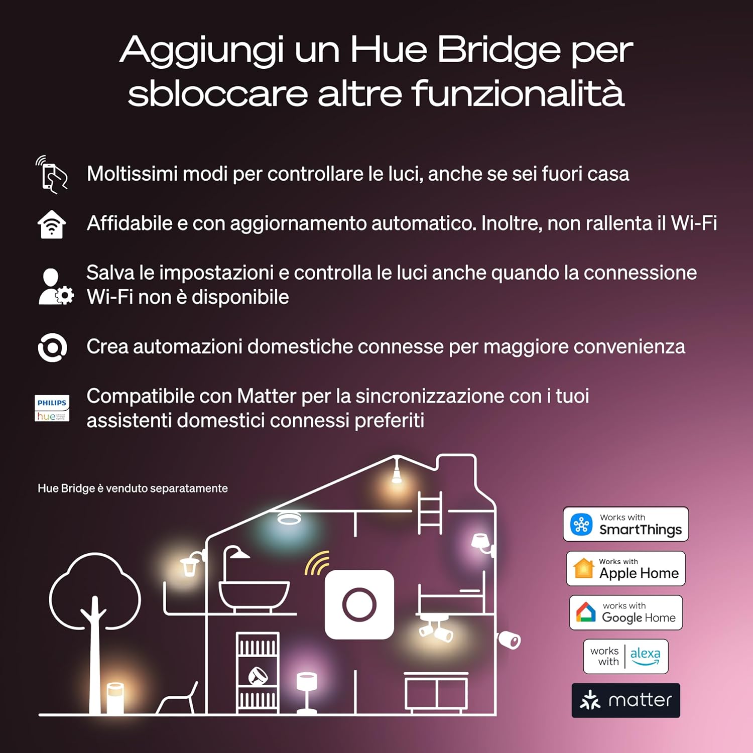 Philips Hue Lampada Smart LED A60 E27, White Ambiance (4 pz) - immagine 9