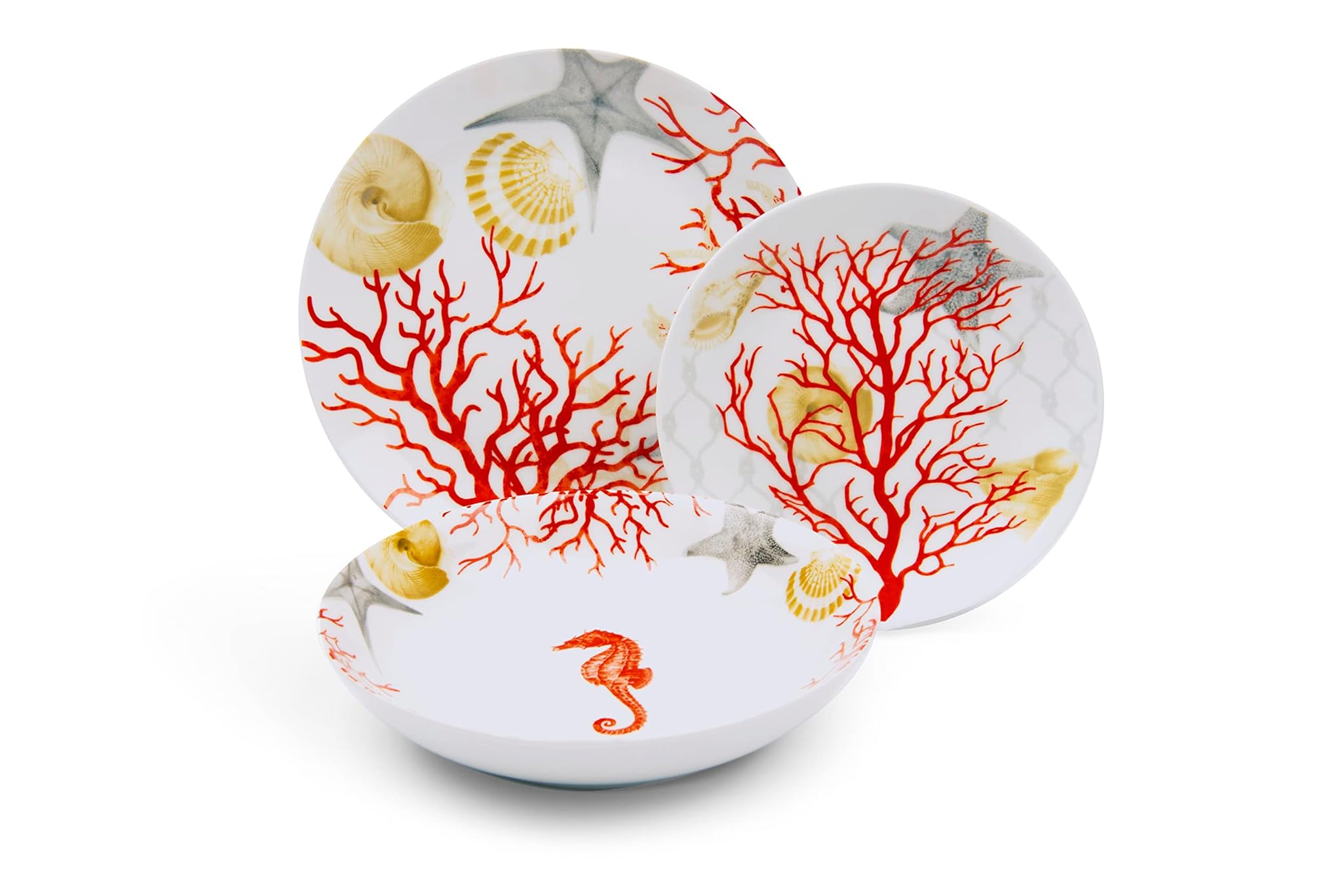 Excelsa Coral Servizio Piatti 18 Pezzi, Porcellana, Rosso