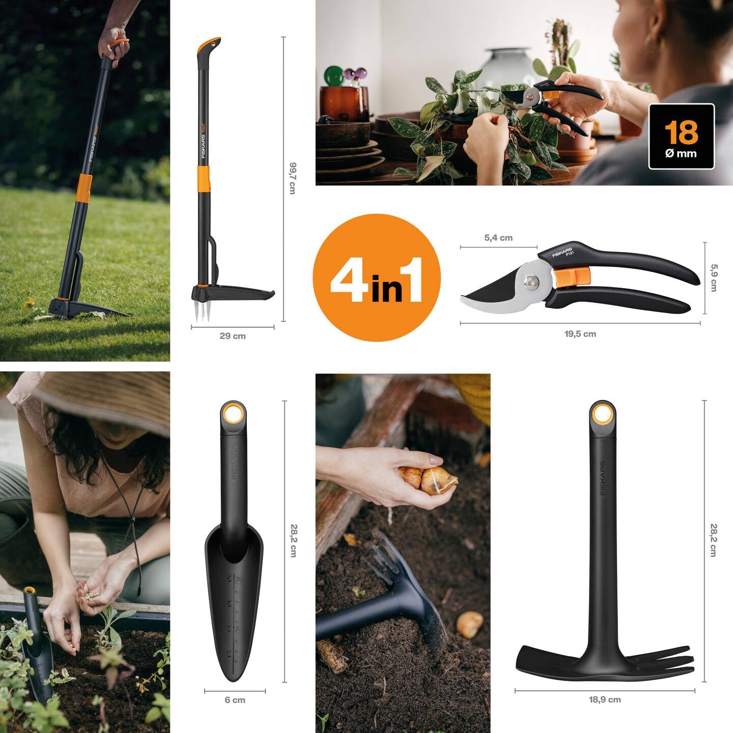 Fiskars Set di Attrezzi da Giardino 4 Pezzi - immagine 2