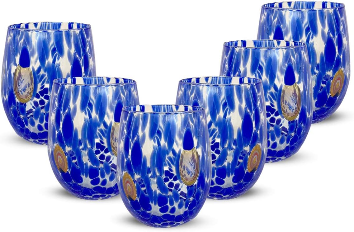 Gocce Di Murano - 6 Bicchieri Acqua Lavorati a Mano 300ml
