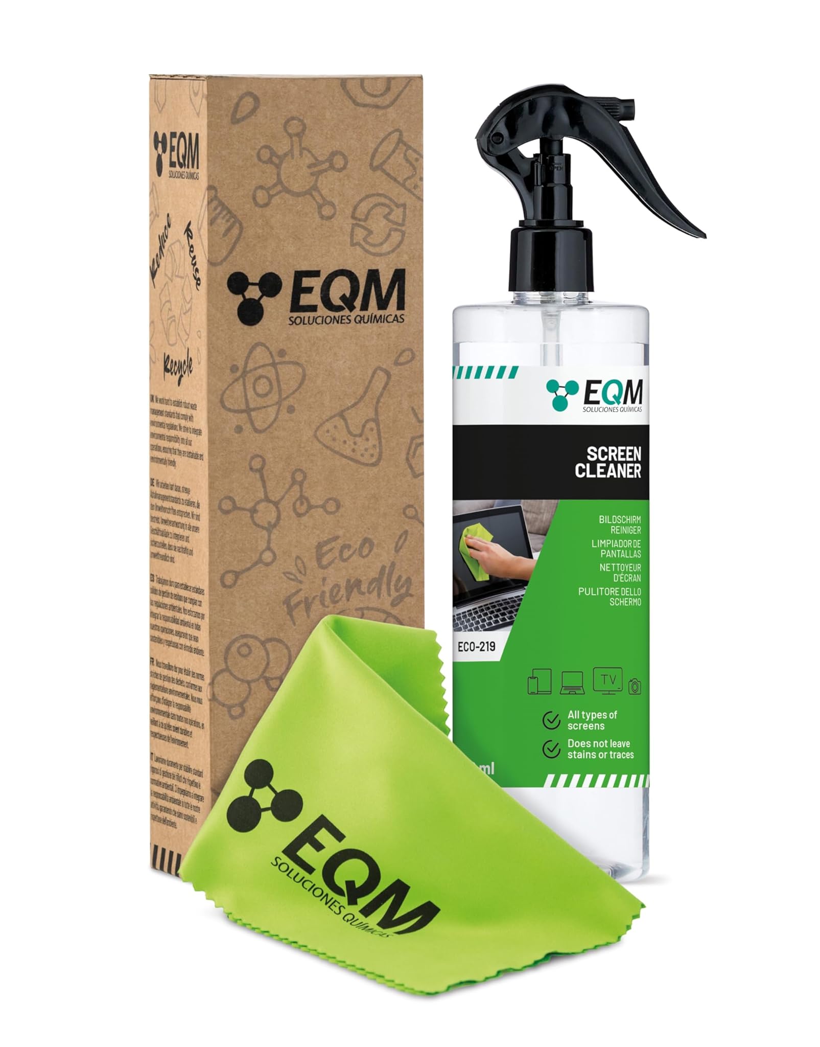 EQM - ECO-219 - Pulizia Schermo 500 ML con Panno Microfibra