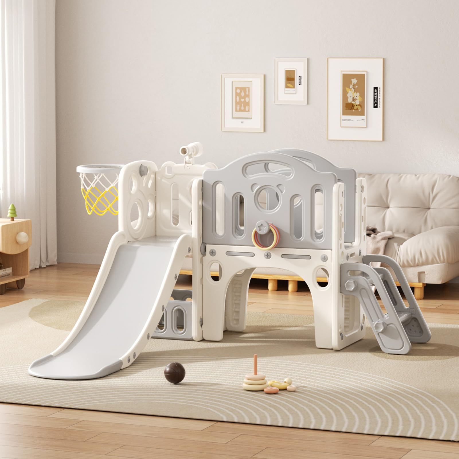 Scivolo e Altalena per Bambini con Scala da Arrampicata