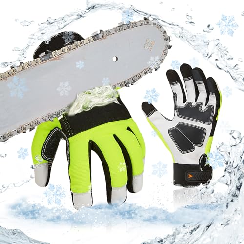 Vgo... Guanti per Motosega Impermeabili Termici (L, Verde)