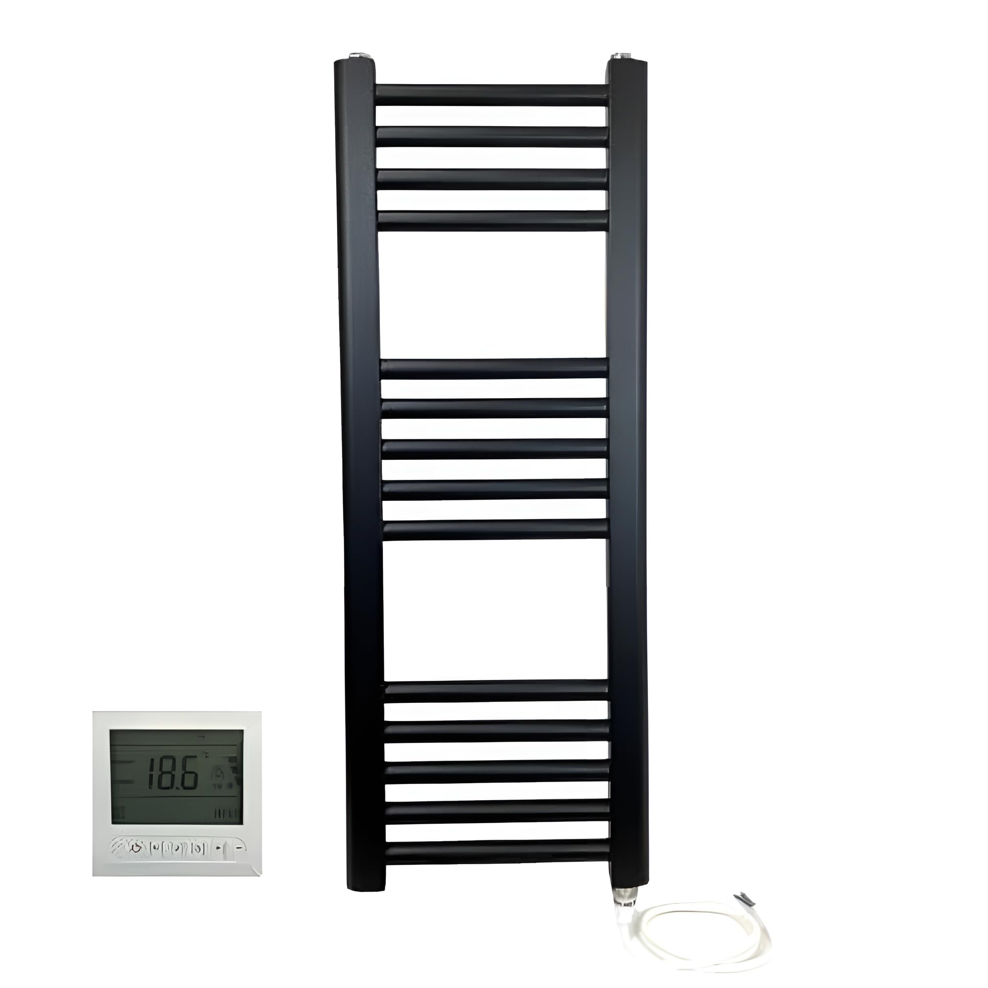 Greenedhouse - Portasciugamani da bagno riscaldato, 300 W x 800 h, colore: Nero