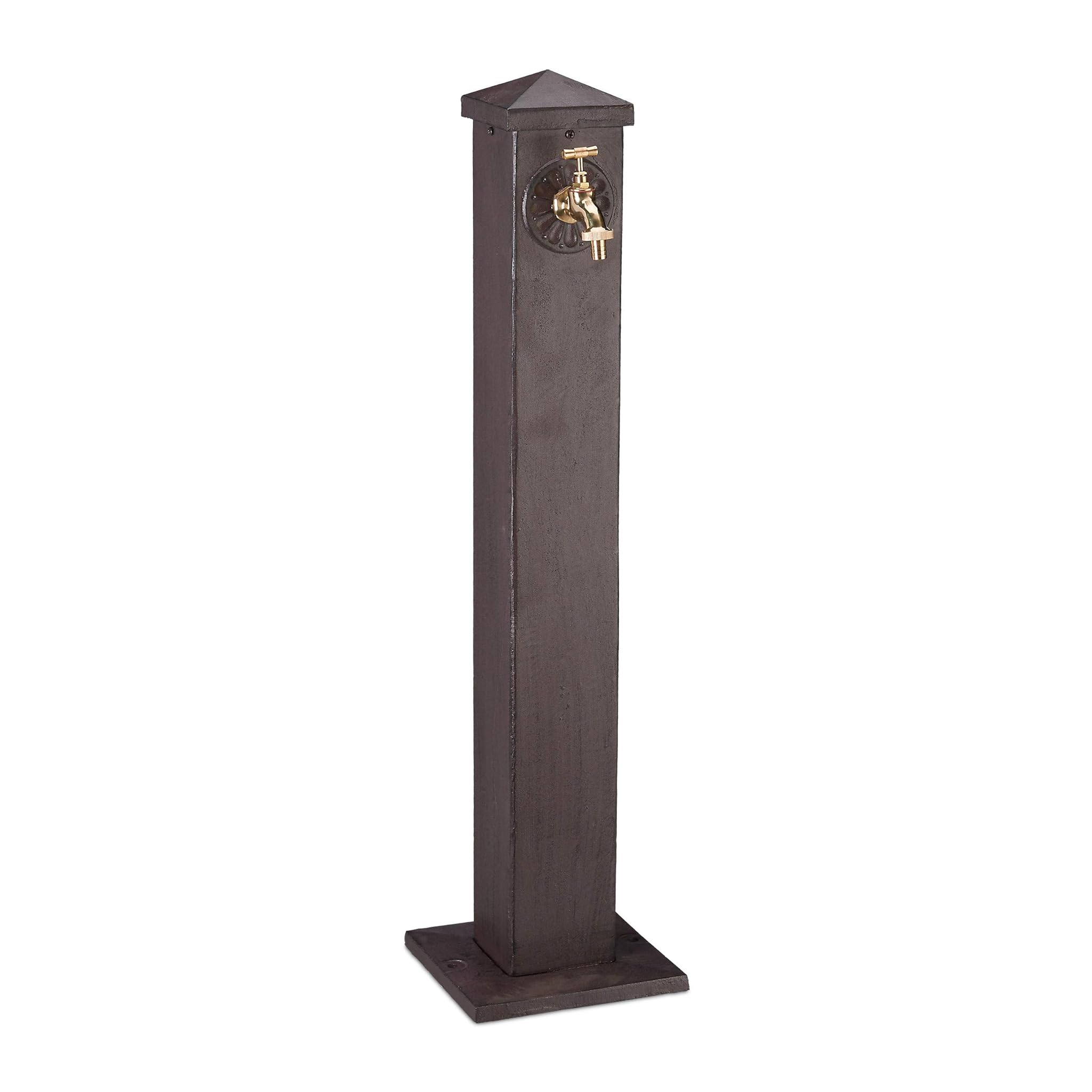 Relaxdays Fontana a Colonna Rettangolare 91cm, Marrone