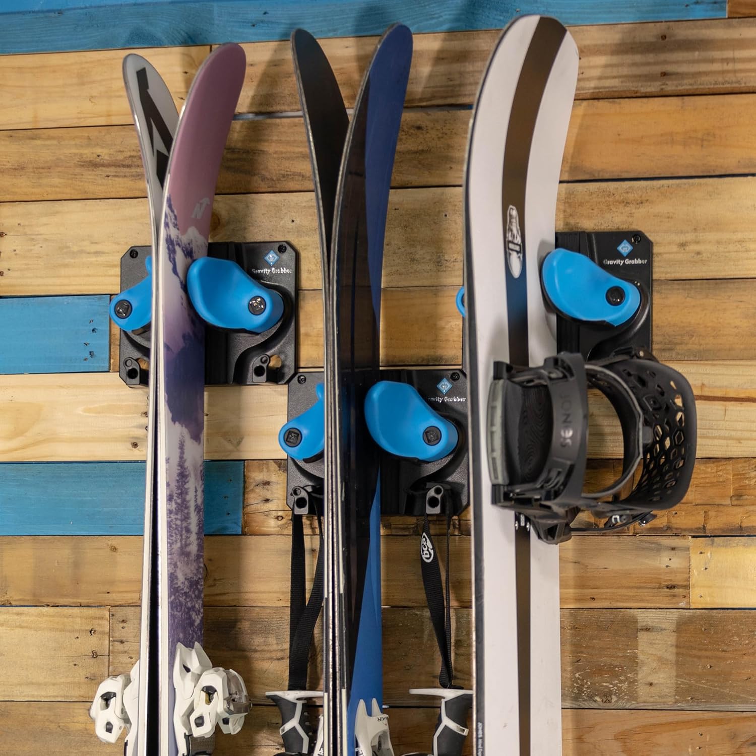 Gravity Grabber Supporto Parete Sci e Snowboard 3X, Ciano - immagine 7