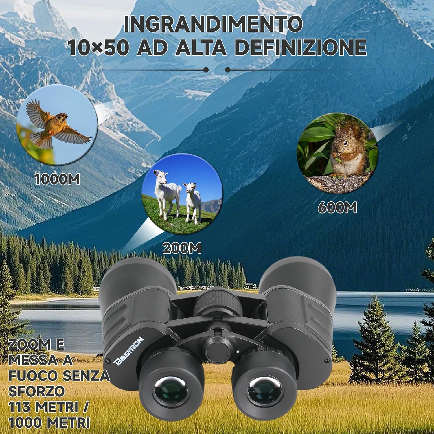 Binocolo Professionale HD 10x50 Prisma PORRO - immagine 4