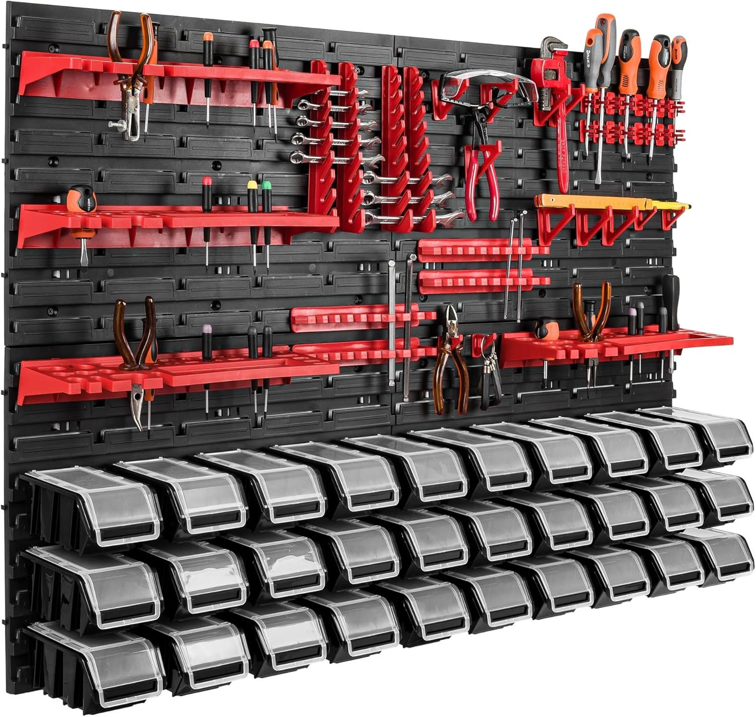 Scaffalatura da Parete 115x78 cm con 30 Scatole Portaoggetti