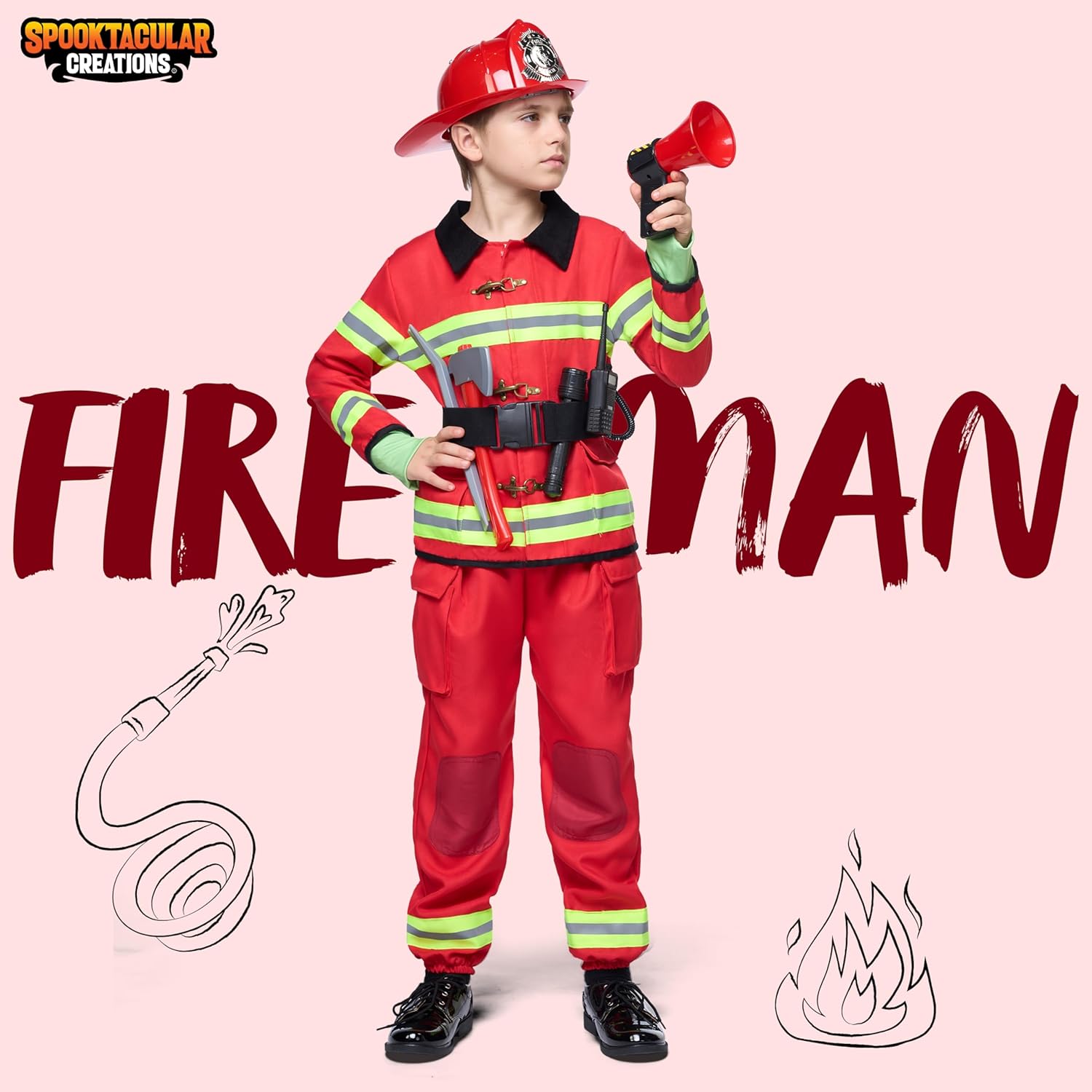 Spooktacular Creations Costume Red Fireman Bambino - immagine 2