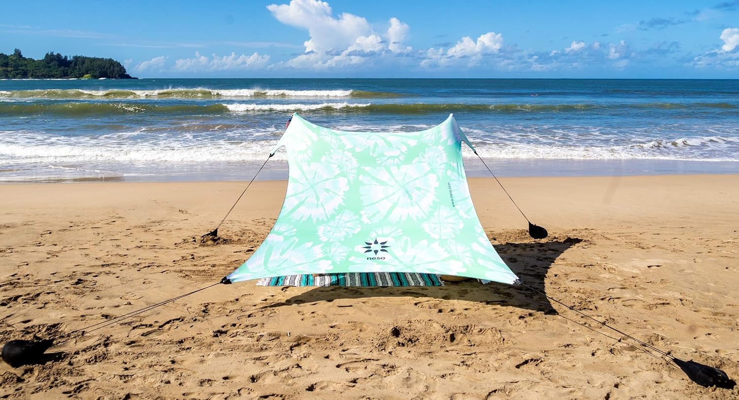 Neso Tenda da Spiaggia con Ancoraggio a Sabbia, Mint Tie Dye