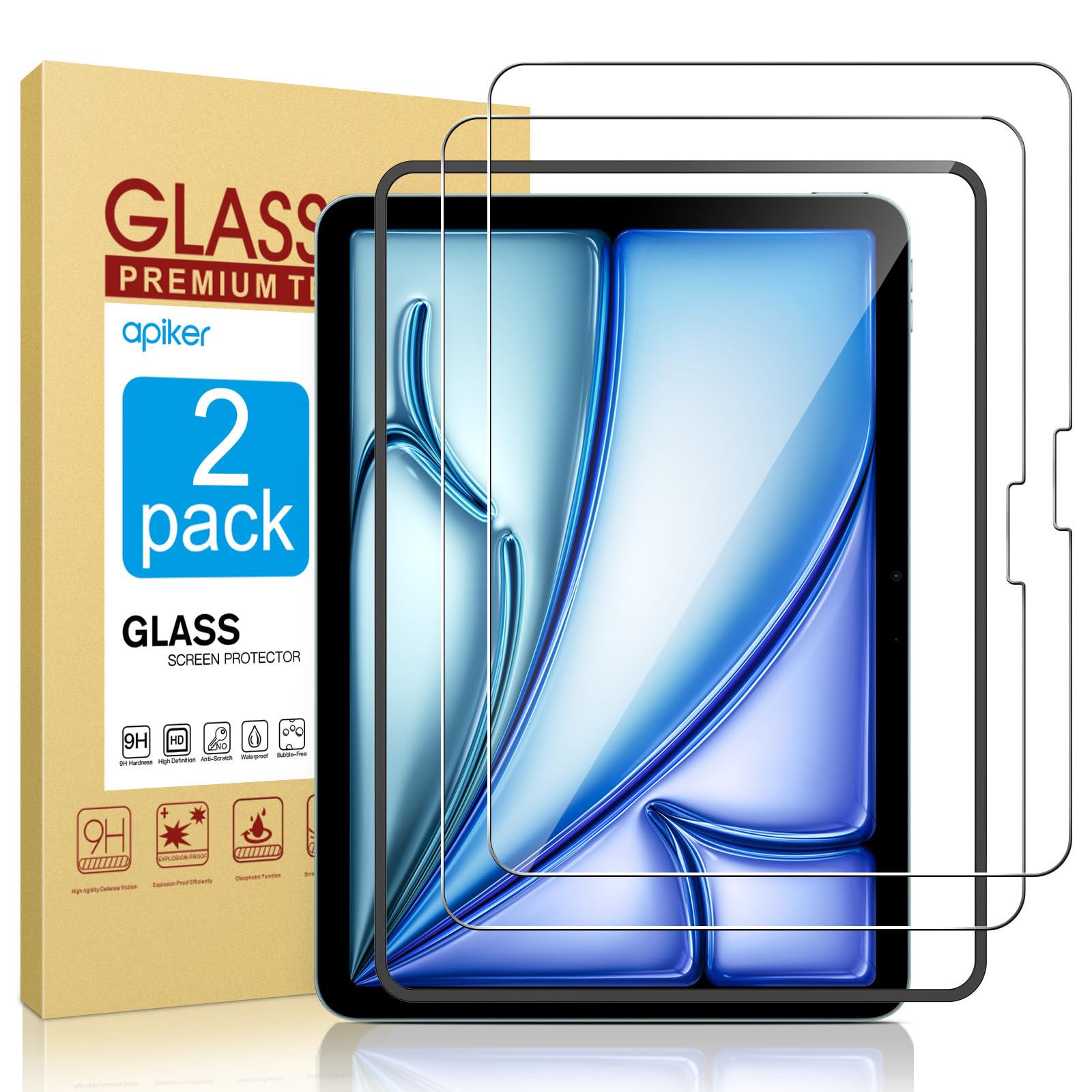 Apiker 2 Pezzi Pellicola Protettiva per iPad Air 11 Pollici