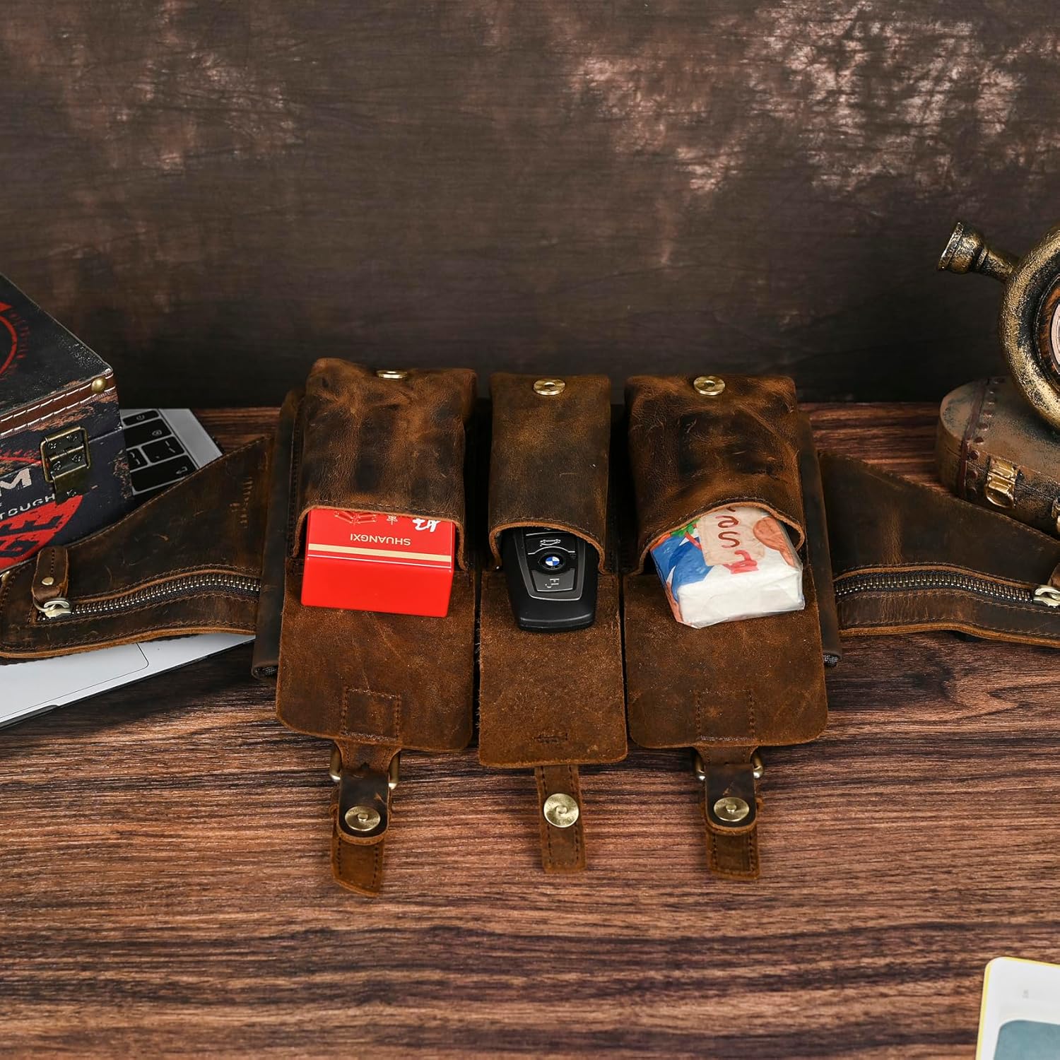 Borsa a Tracolla in Cuoio 'Cavallo Pazzo' 380, Marrone - immagine 6