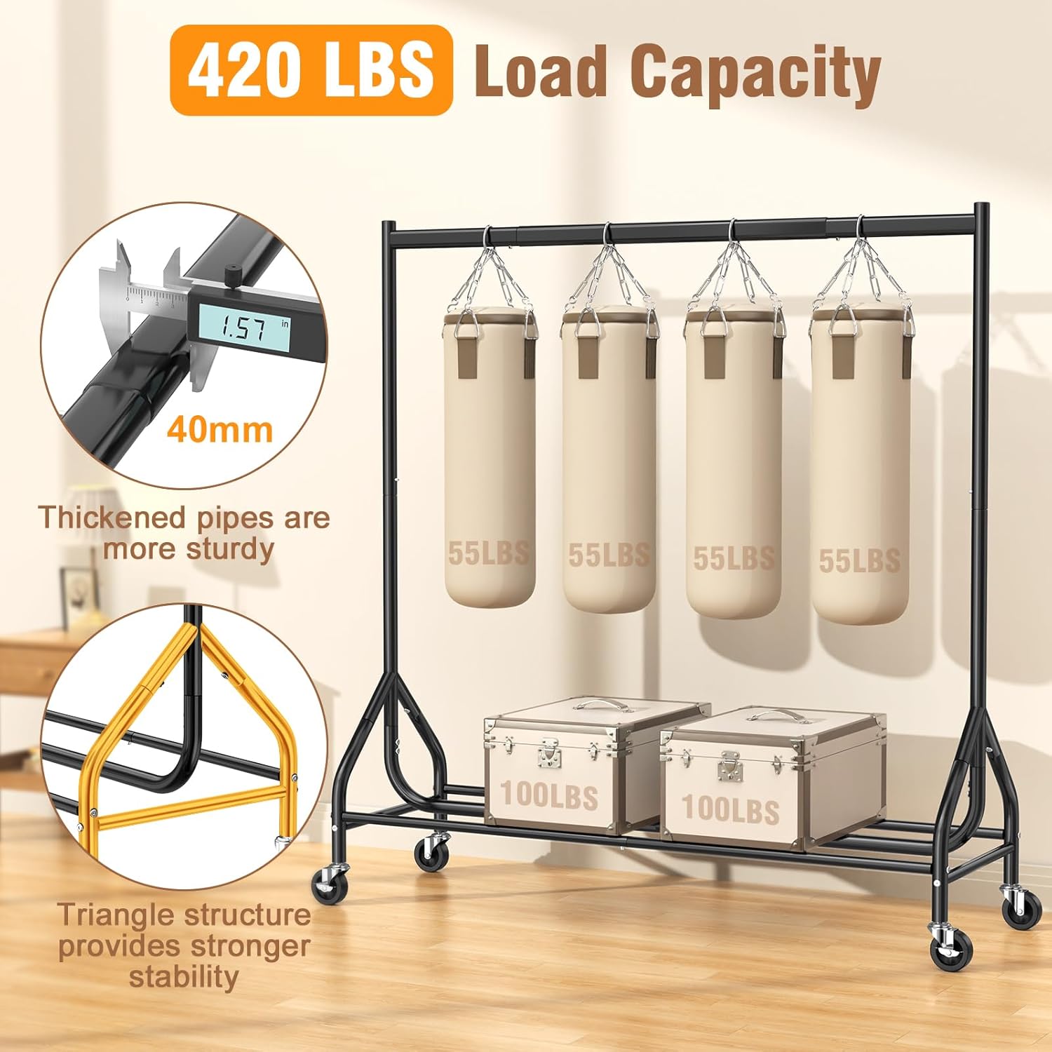 Eagmak Appendiabiti Resistente 150 cm, Nero - immagine 2