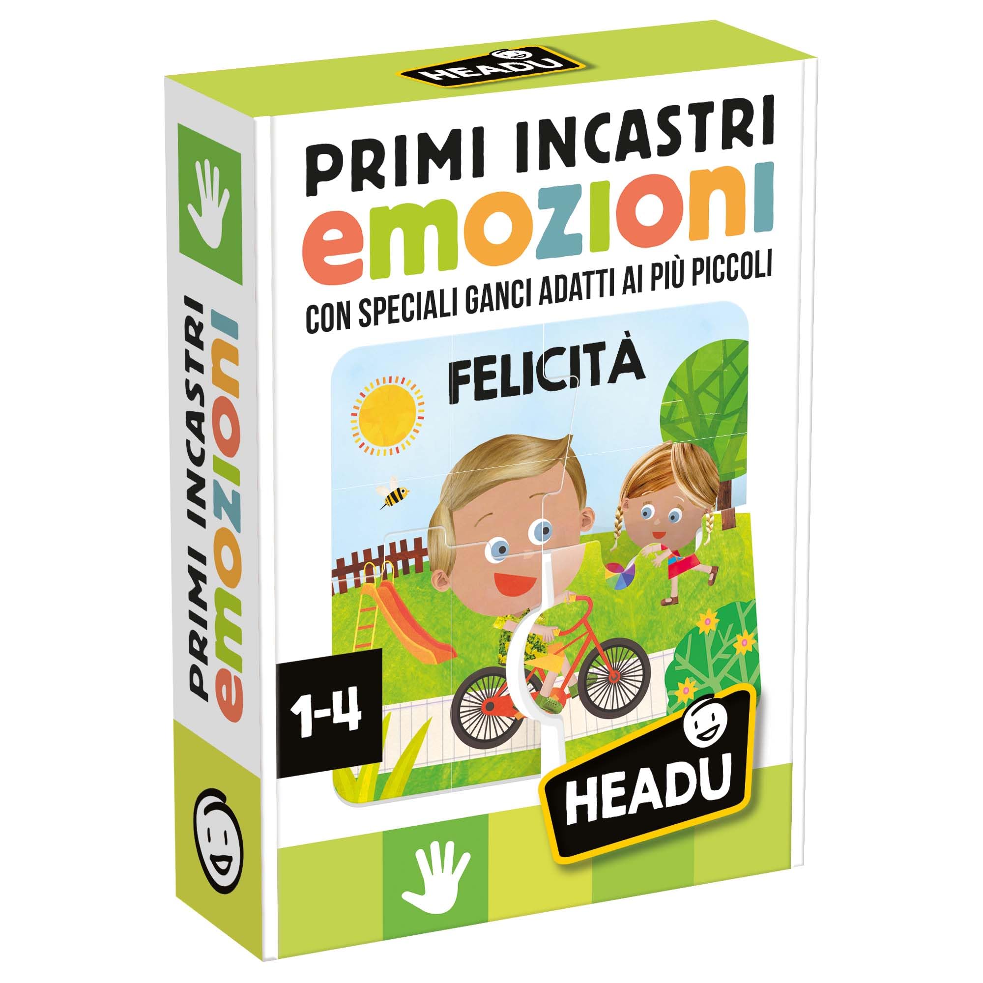 Headu - Primi Incastri Emozioni - Manualità e Curiosità per i più Piccoli, per Bambini 1-4 Anni, Un Gioco Educativo Made in Italy