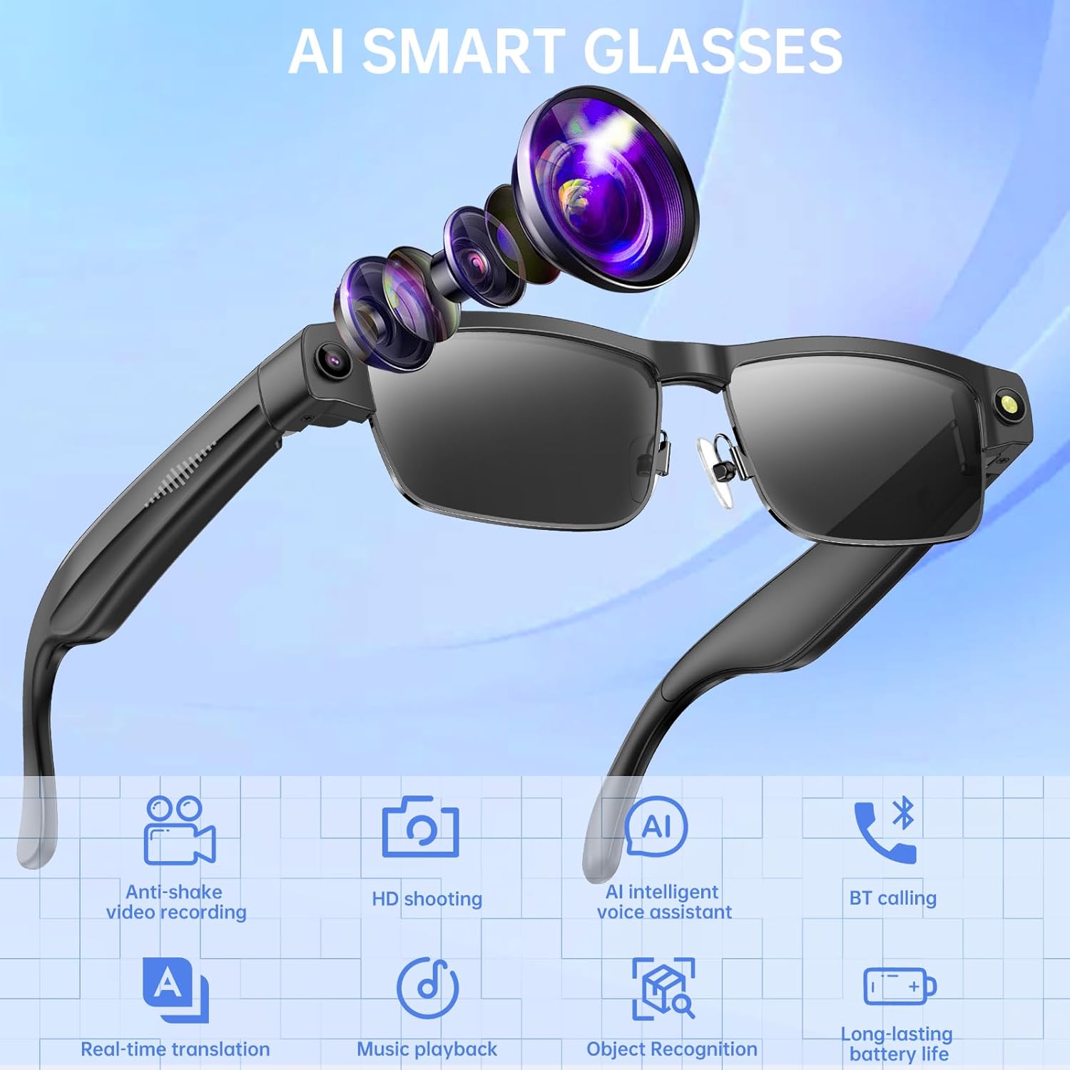 Occhiali Intelligenti con Telecamera e Audio Open-Ear - immagine 4