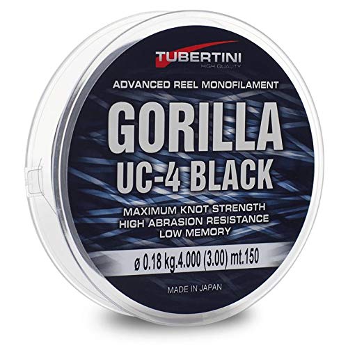 Tubertini Filo da Pesca Gorilla UC-4 Black in Nylon Ideale per Lo Spinning Surfcasting Carpfishing Trota Lago Resistente al Nodo con POCA Elasticit