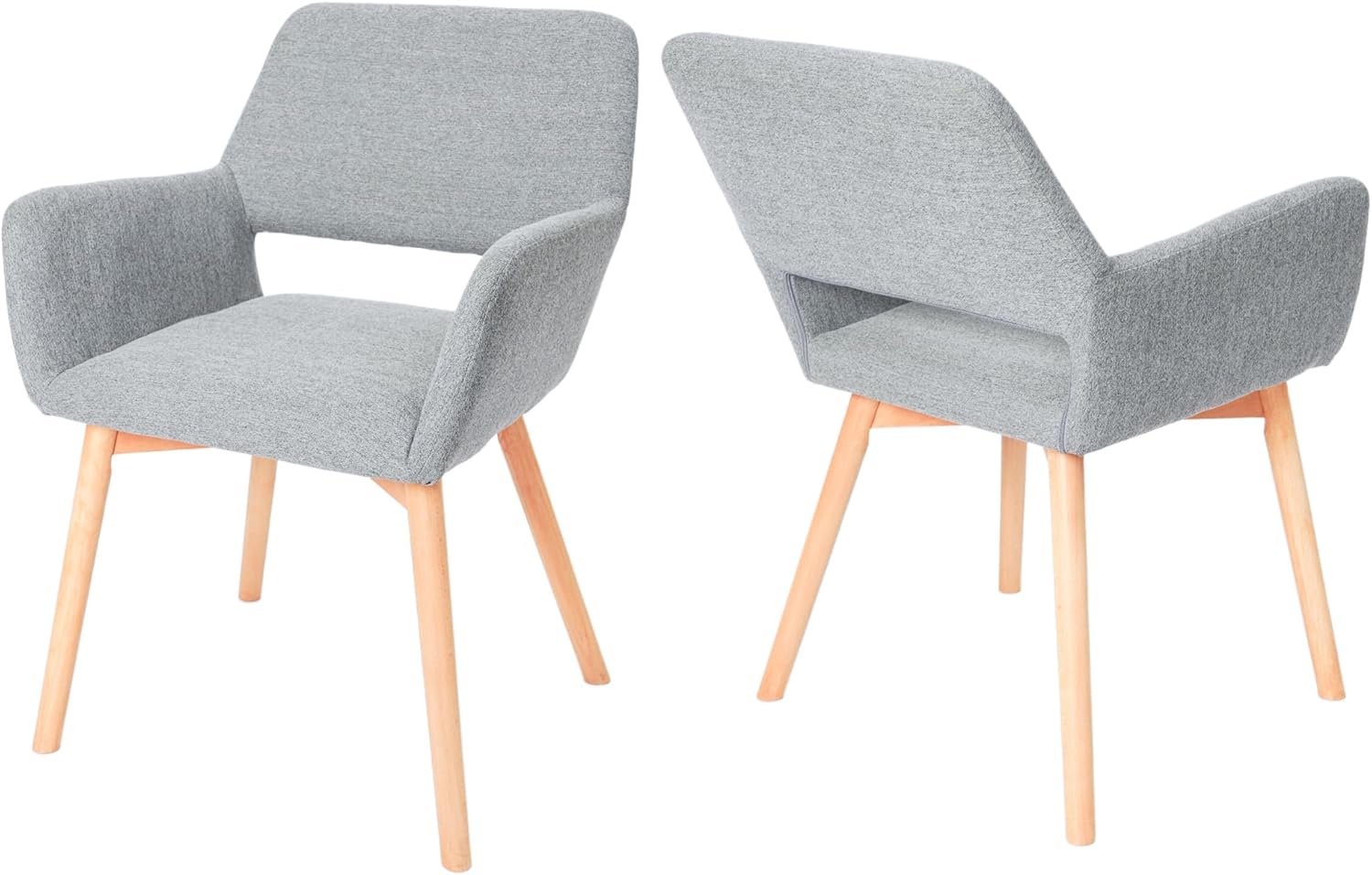 Canglong Set 2 Sedie da Sala da Pranzo Imbottite, Grigio