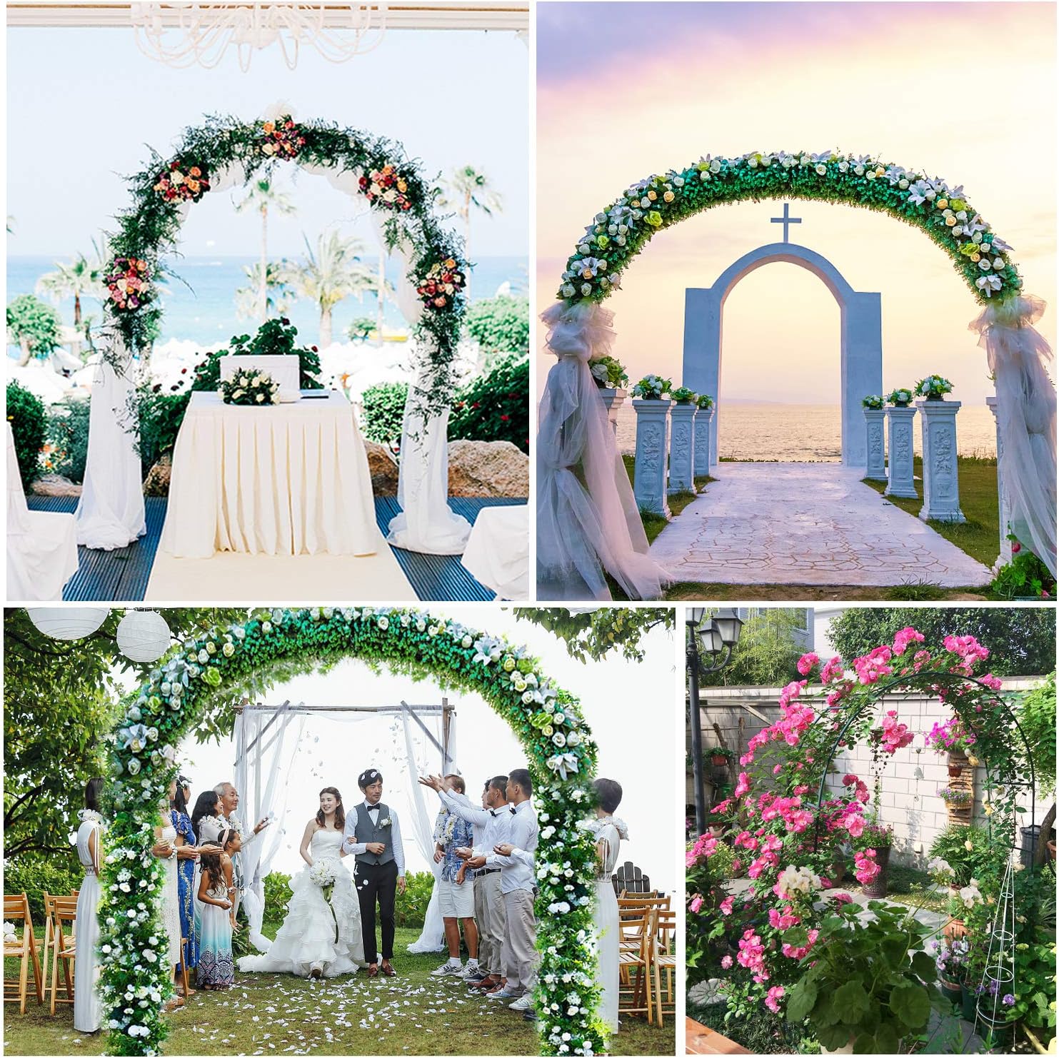 Yaobluesea Arco per Rose in Metallo 240x140x38cm, Verde - immagine 8