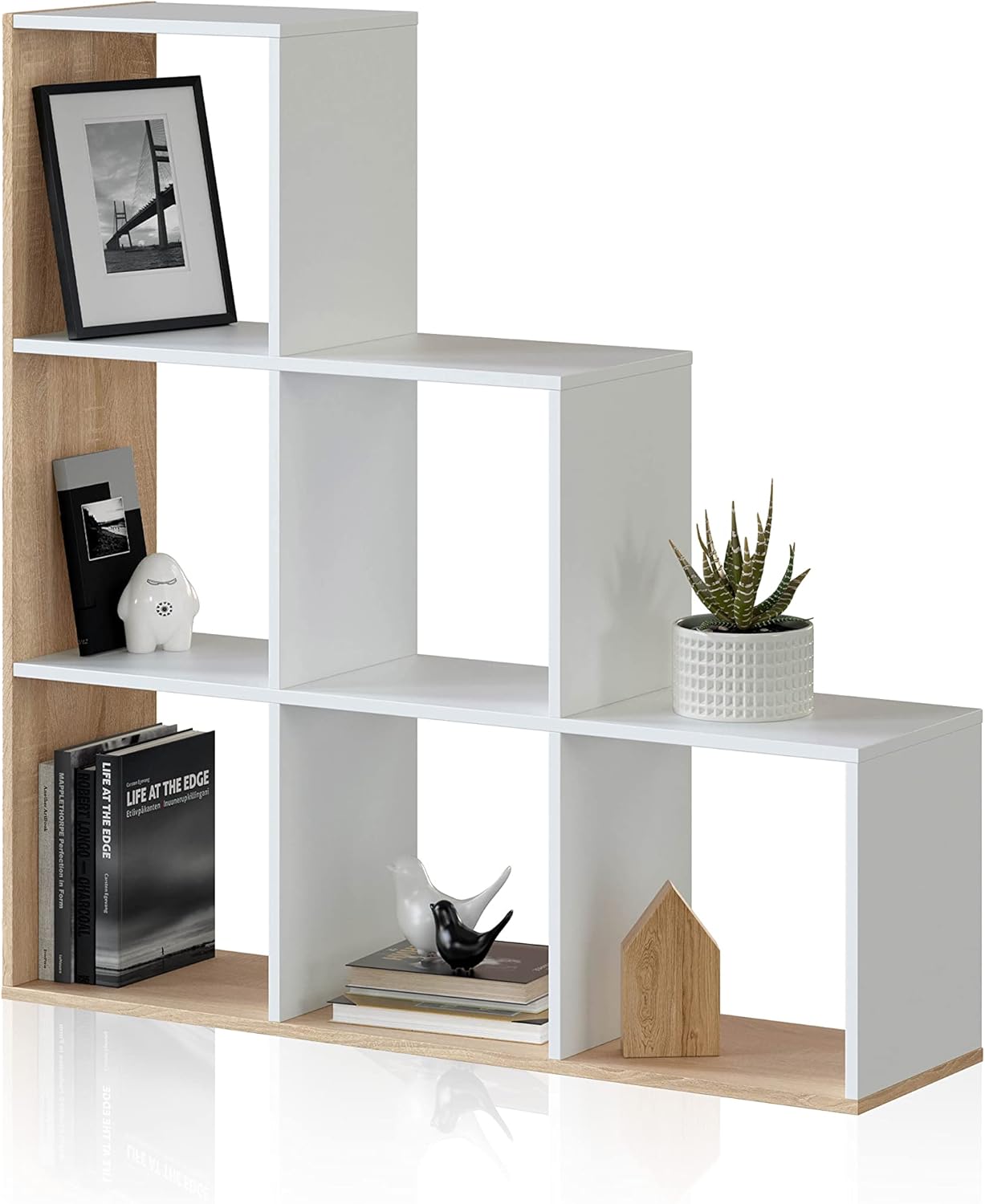 Habitdesign Libreria Lua - Bianco Artik e Rovere Canadian