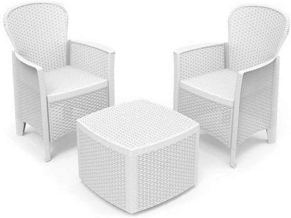 Dmora Set da Giardino con Cuscini Bianco