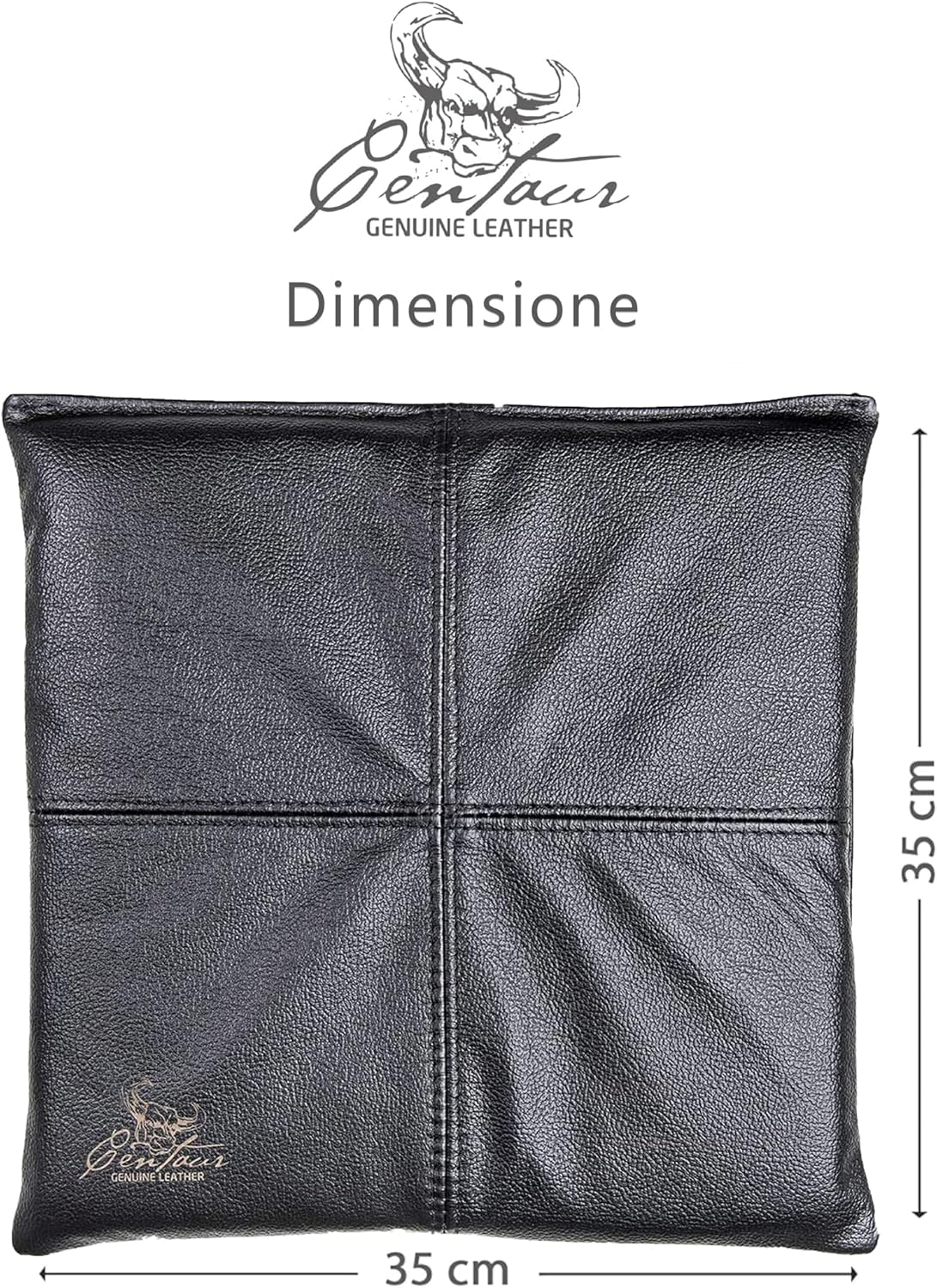 Centaur Cuscino in Vera Pelle 35x35 cm, Nero - immagine 3