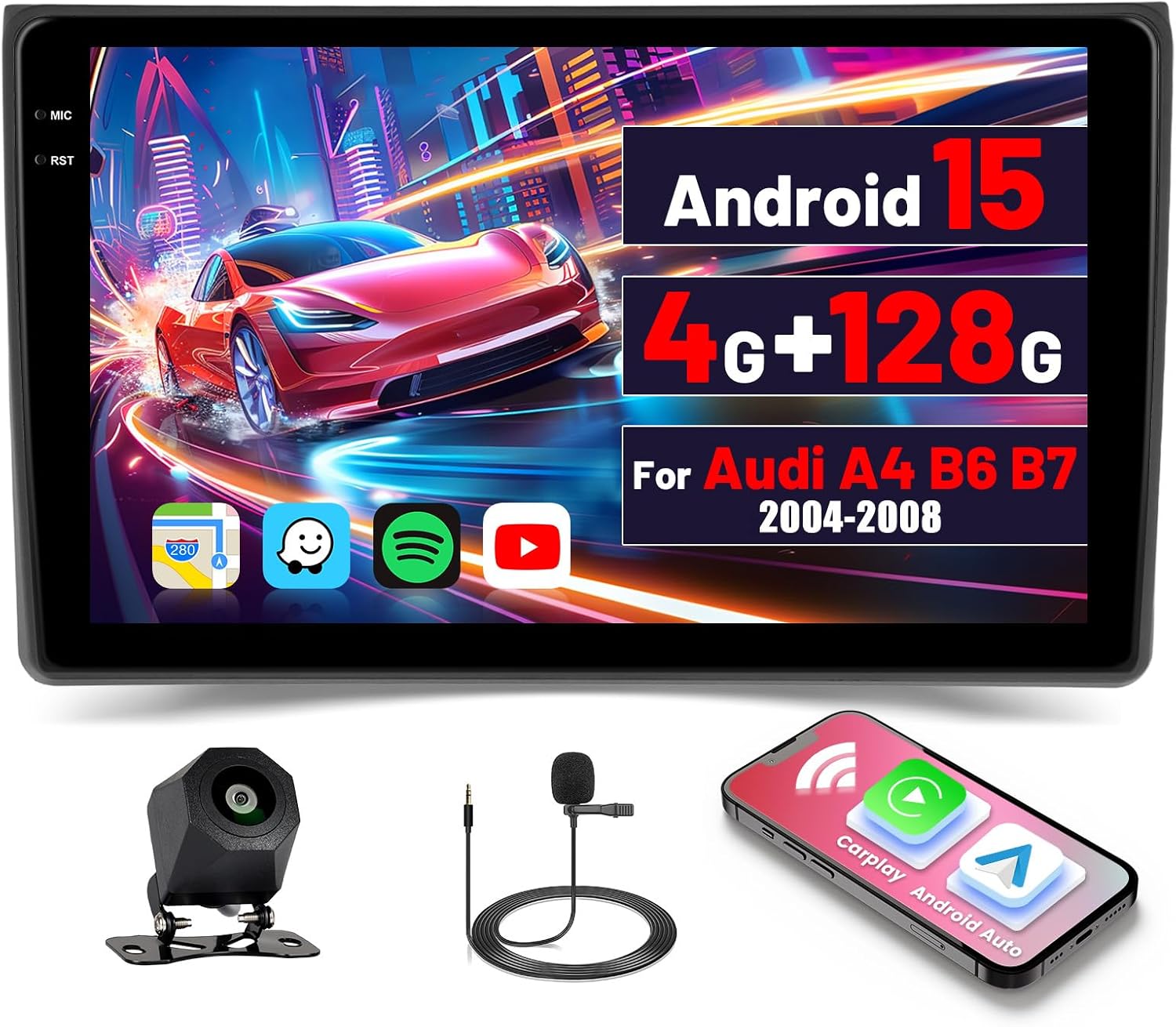 Inefala Android 15 Autoradio 9" per Audi A4 B6 B7 - immagine 1