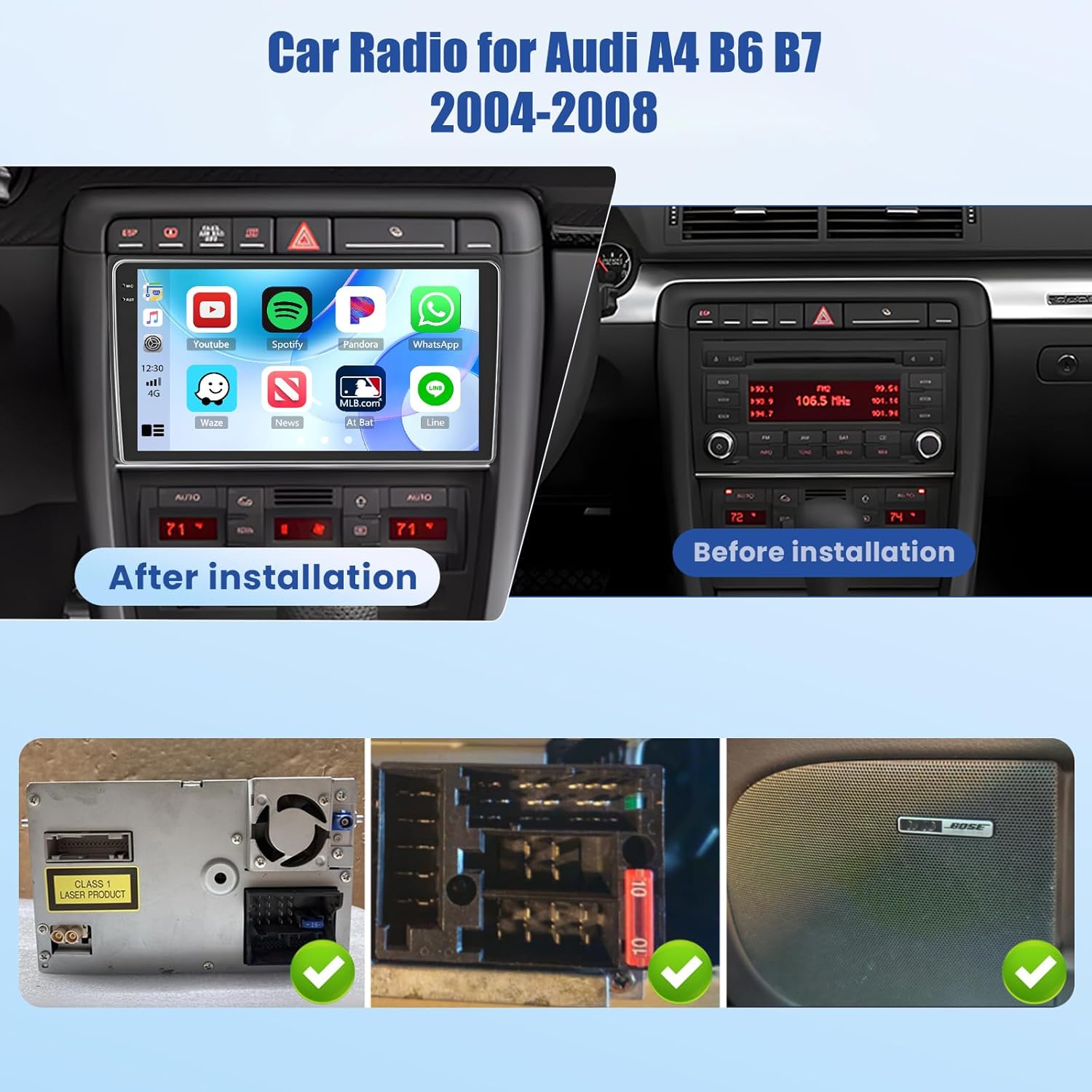 Inefala Android 15 Autoradio 9" per Audi A4 B6 B7 - immagine 2