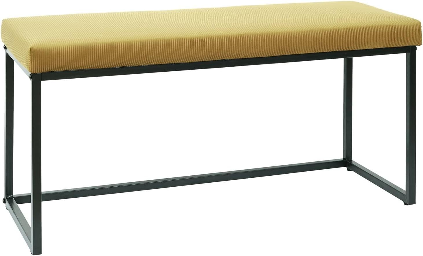 HOME DECO FACTORY HD6836 Panca Giulia Velluto Cotele, Metal-Fer Tessile-Poliestere Imbottitura PU, Giallo Senape, 100 x 39 x 49 cm