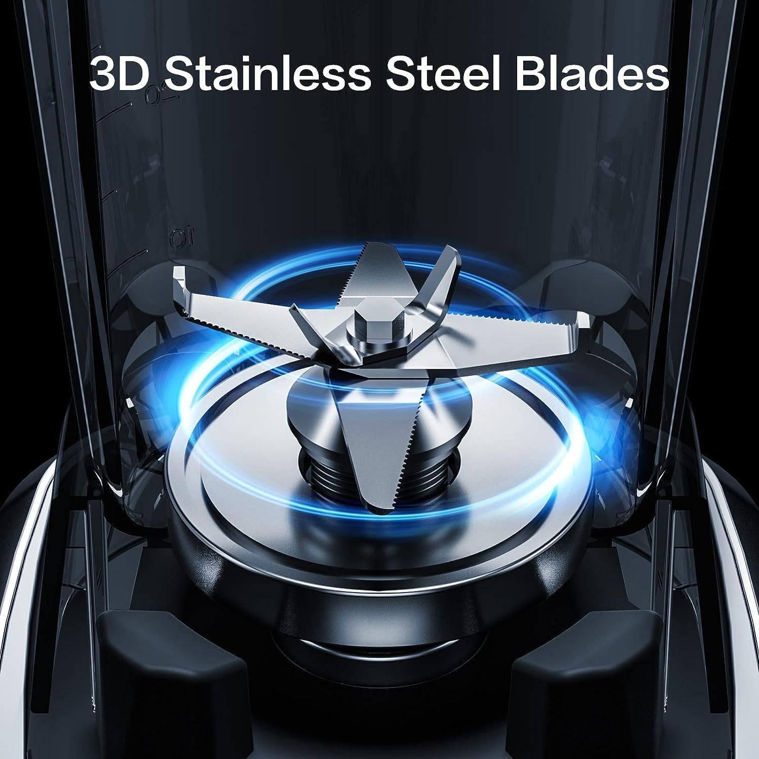 Amzchef Frullatore Professionale 1200W 6 Lame 3D, Nero - immagine 4