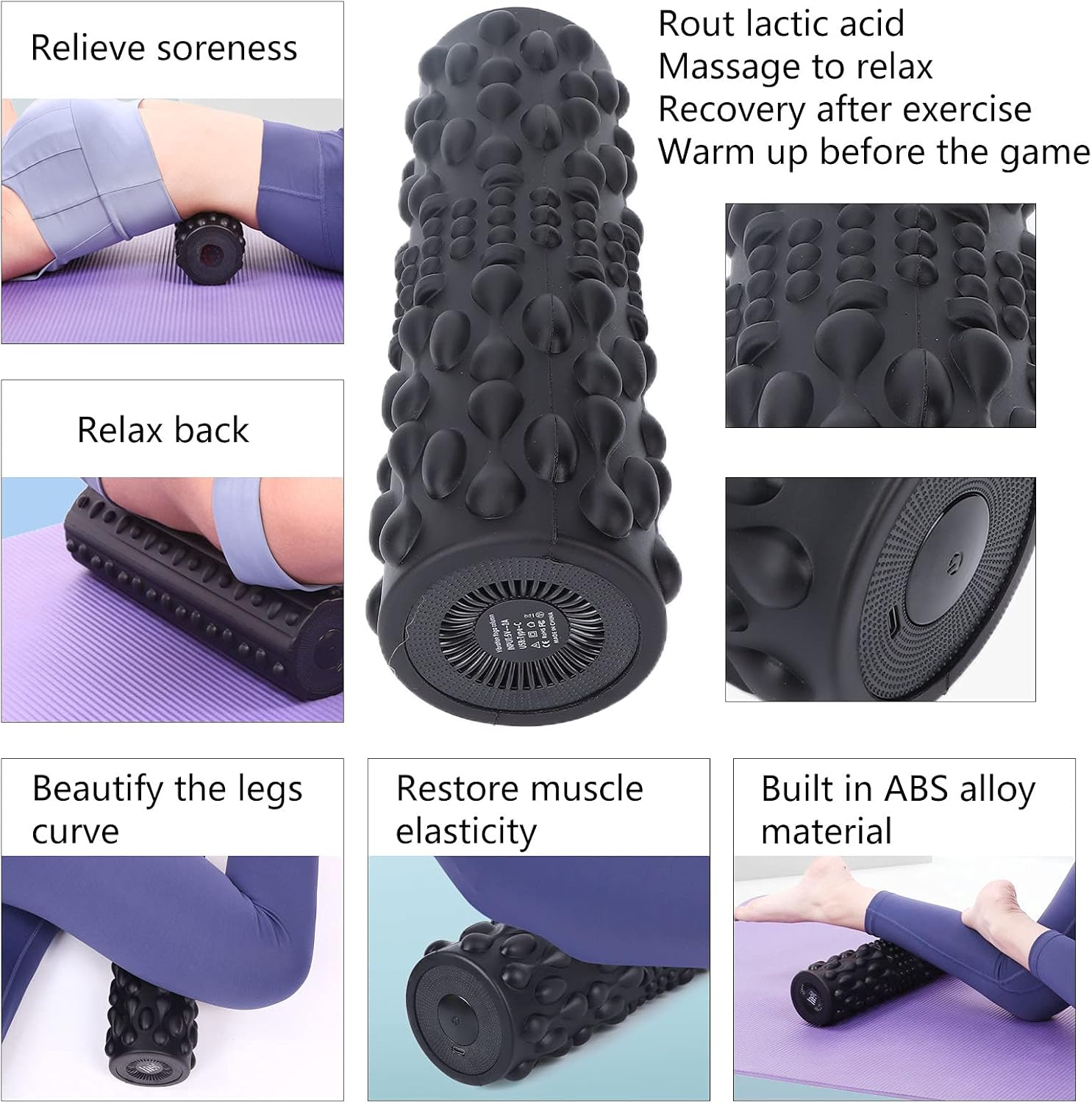 Rullo Elettrico Professionale per Fitness e Massaggio, Nero - immagine 5