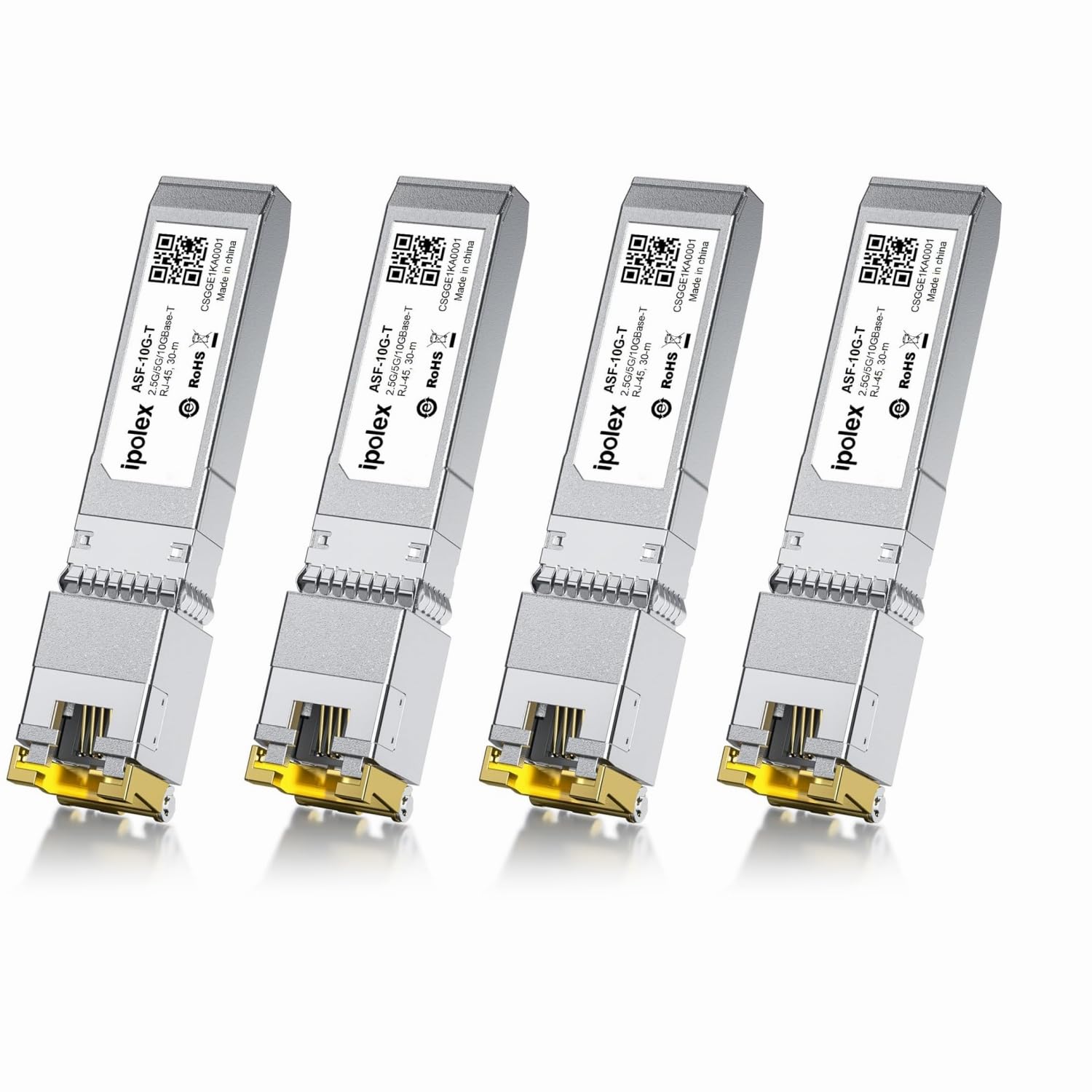 ipolex 2.5/5/10G SFP+ to RJ45 Transceiver, 10GBase-T Module, 10G-T Copper SFP+ CAT6a/CAT7 RJ45 Module, Up to 30m, for Cisco SFP-10G-T-S, Ubiquiti UF-RJ45-10G, Meraki, TP-Link, Netgear and More, 4 Pack