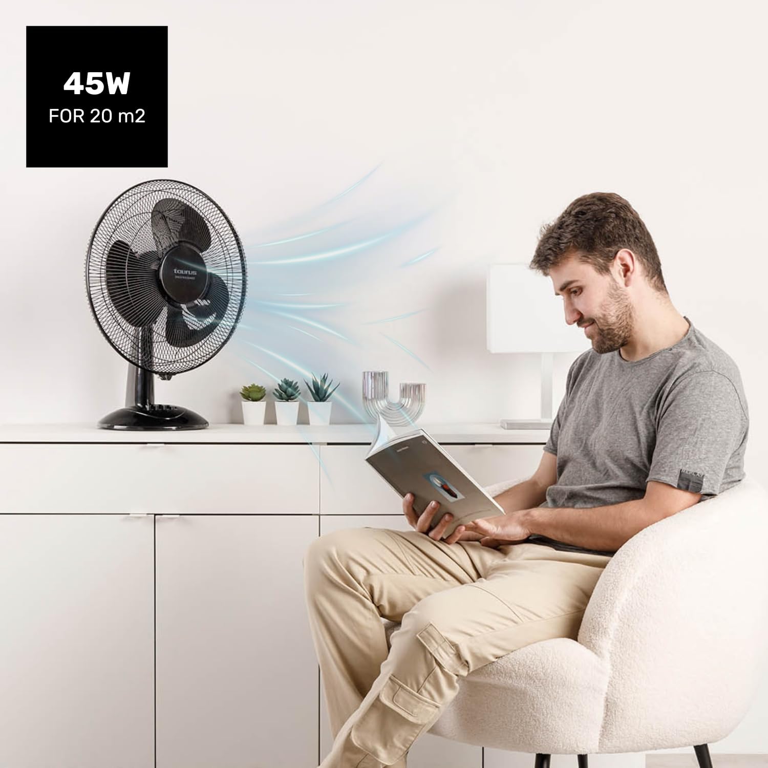 Taurus Ventilatore da Tavolo Greco 16 Elegance 45W, Nero - immagine 2