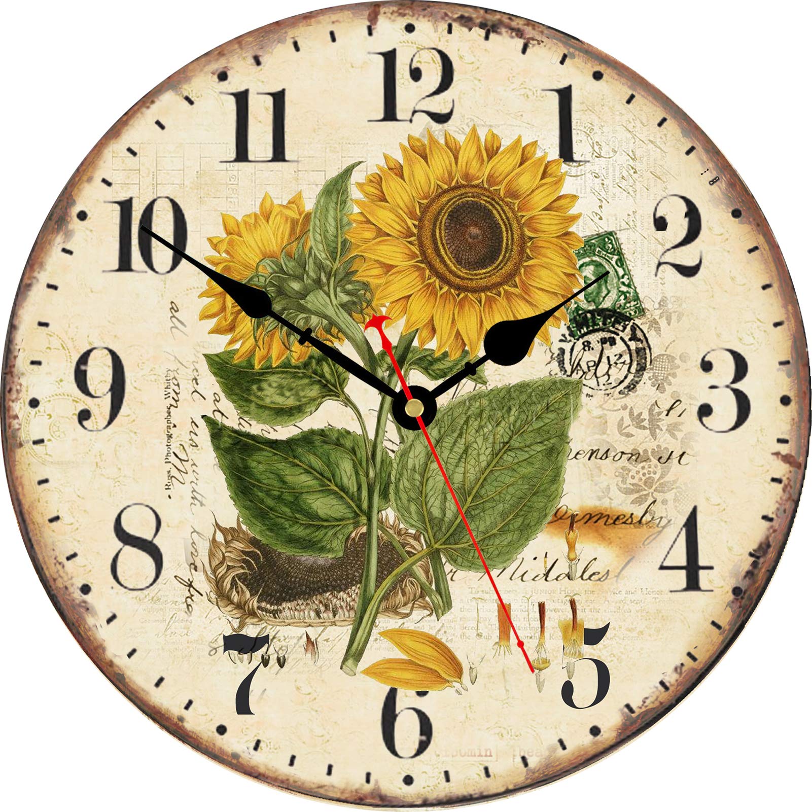 Taheat Orologio da Parete Girasole 34cm, In Legno