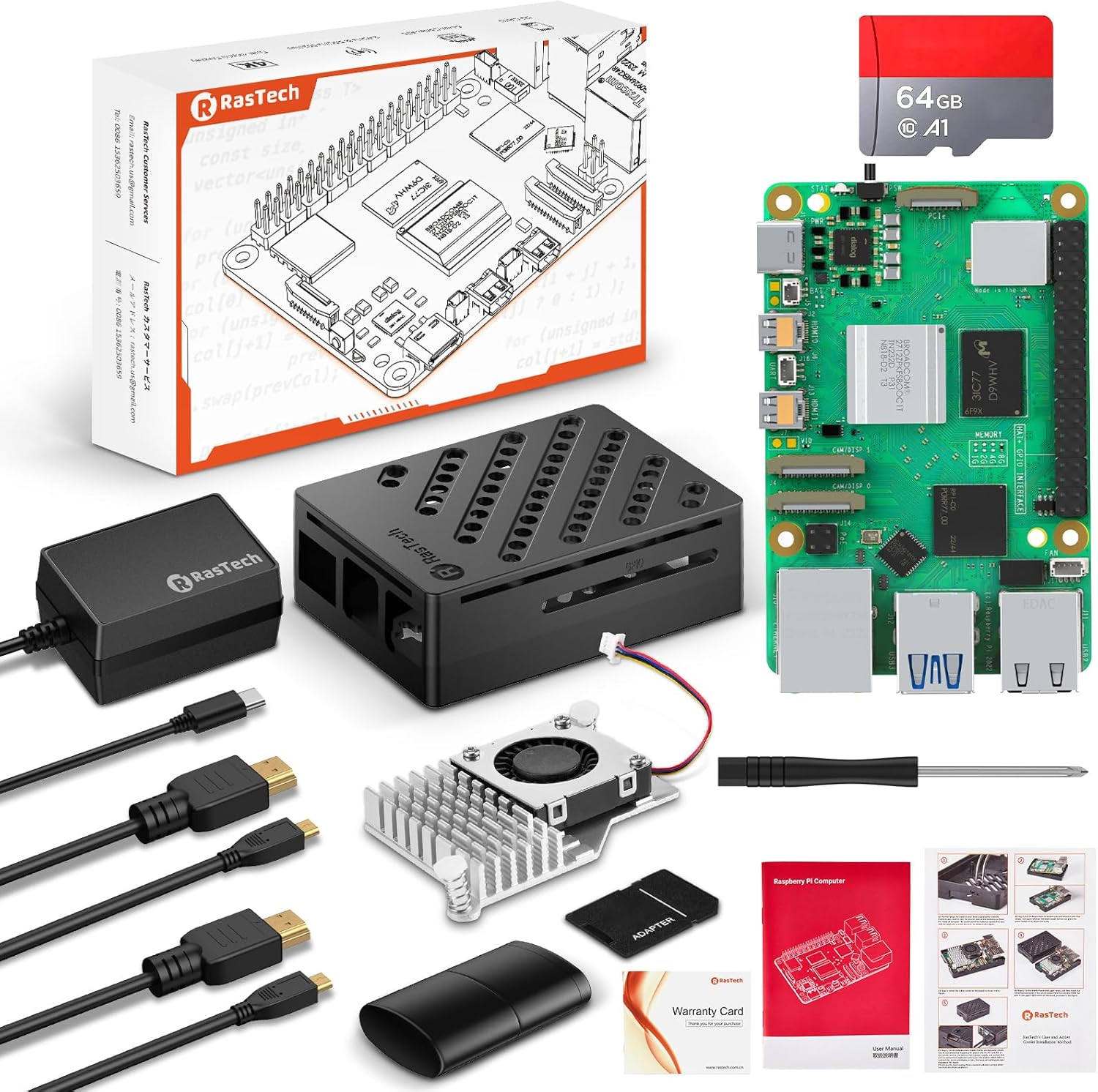 RasTech Raspberry Pi 5 8GB Kit 64GB Edition - immagine 1