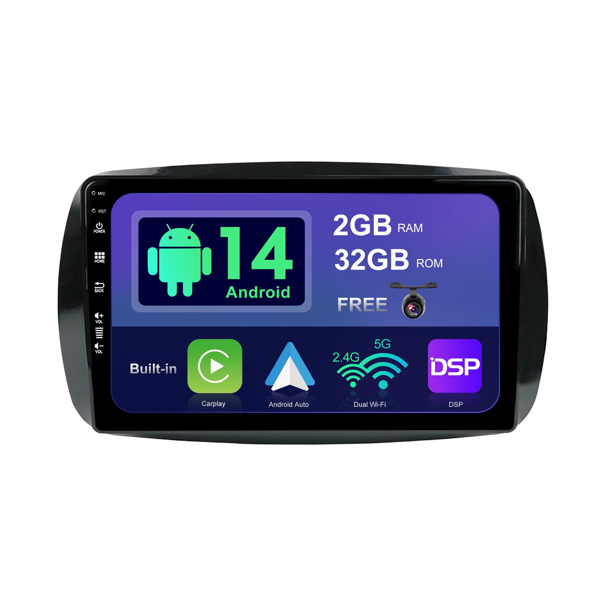 SXAUTO Android 14 IPS Autoradio per Benz Smart 453 9 Pollici