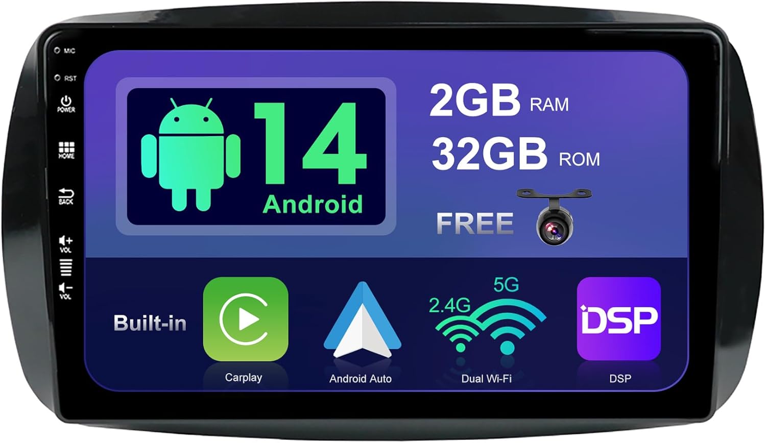 SXAUTO Android 14 IPS Autoradio per Benz Smart 453 9 Pollici - immagine 1