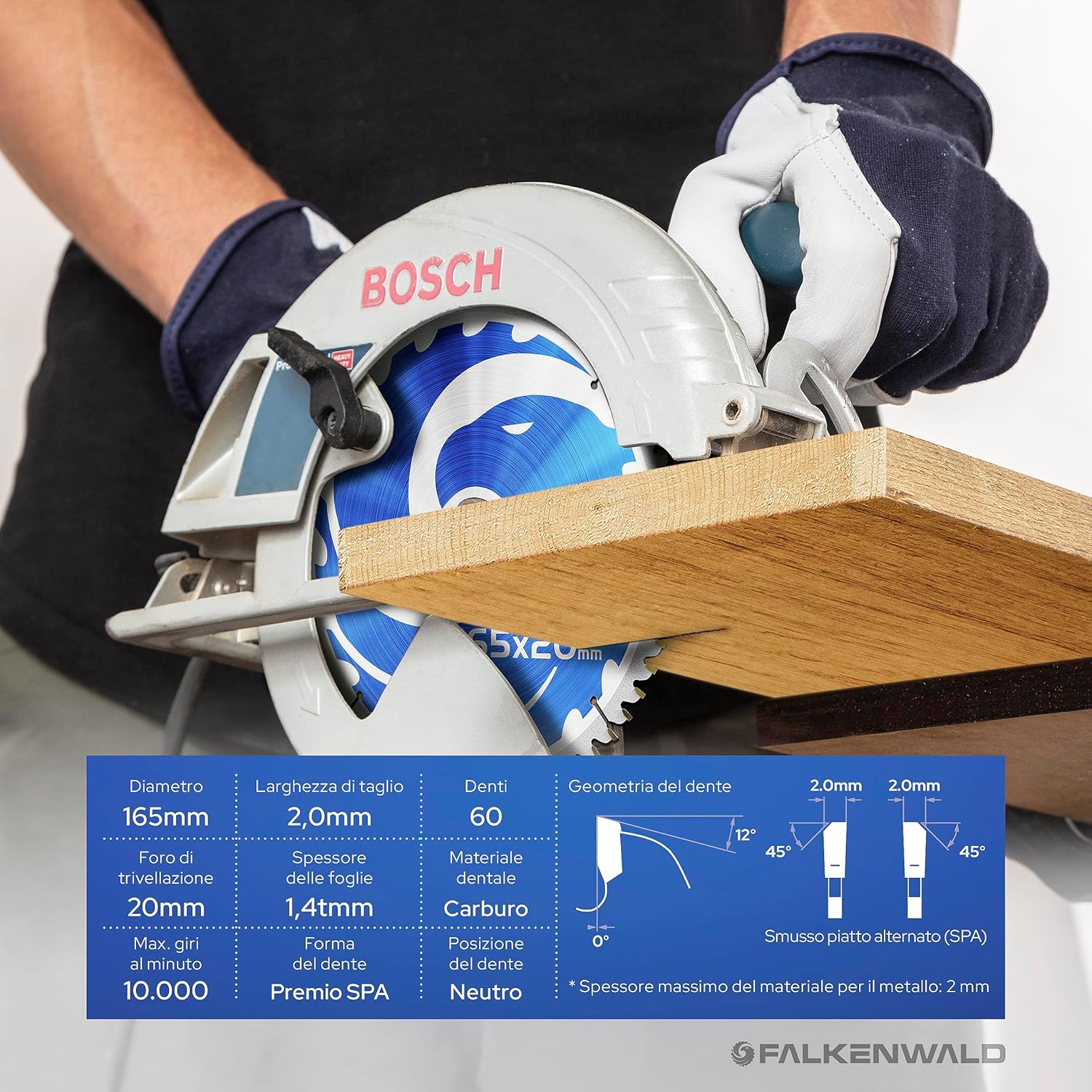 Falkenwald® - Lama per Sega 165 x 20 mm - immagine 6