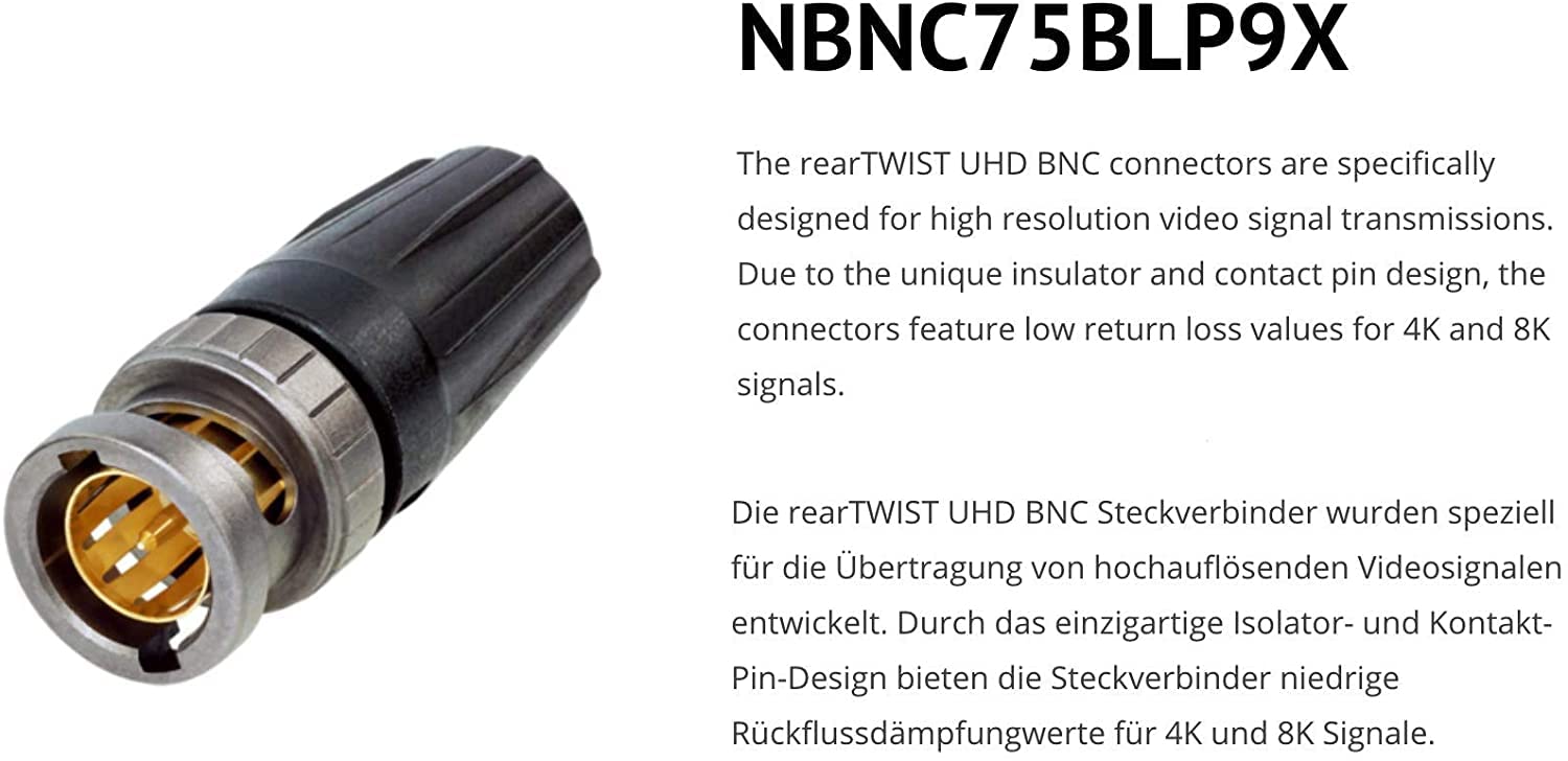 Sommer Cable 50 cm 12G 6G 3G SDI Cavo video 4K 6K UHD HD SDI (HDTV) SC Vector 0.8/3.7 1 x 0,80 mm² blu – BNC maschio NEUTRIK – VTGX 0050 BL BL – 0,5 m 1,64 ft