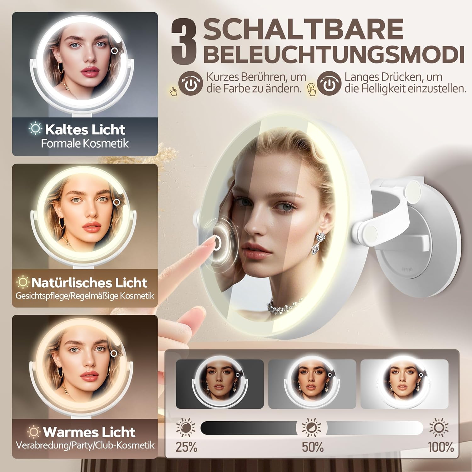 Specchio Ingranditore con Ventosa 30x e Illuminazione - immagine 2