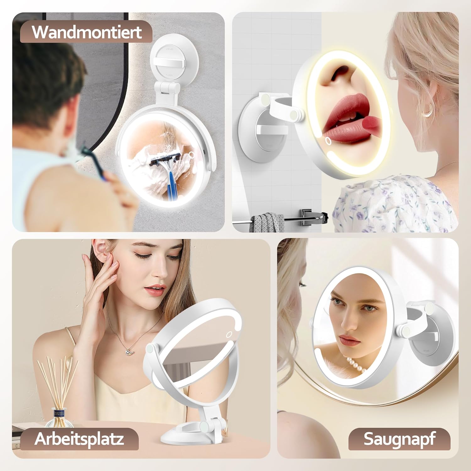 Specchio Ingranditore con Ventosa 30x e Illuminazione - immagine 8