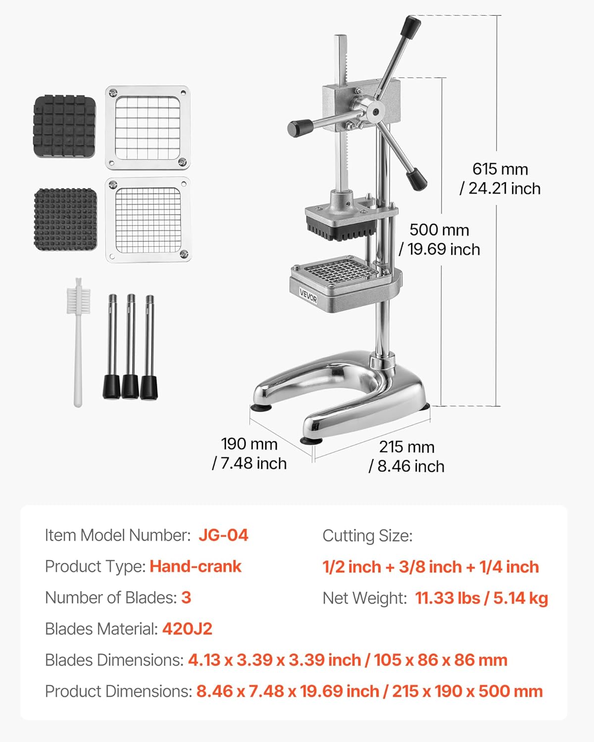 Vevor Tagliapatate Commerciale in Acciaio Inossidabile - immagine 7
