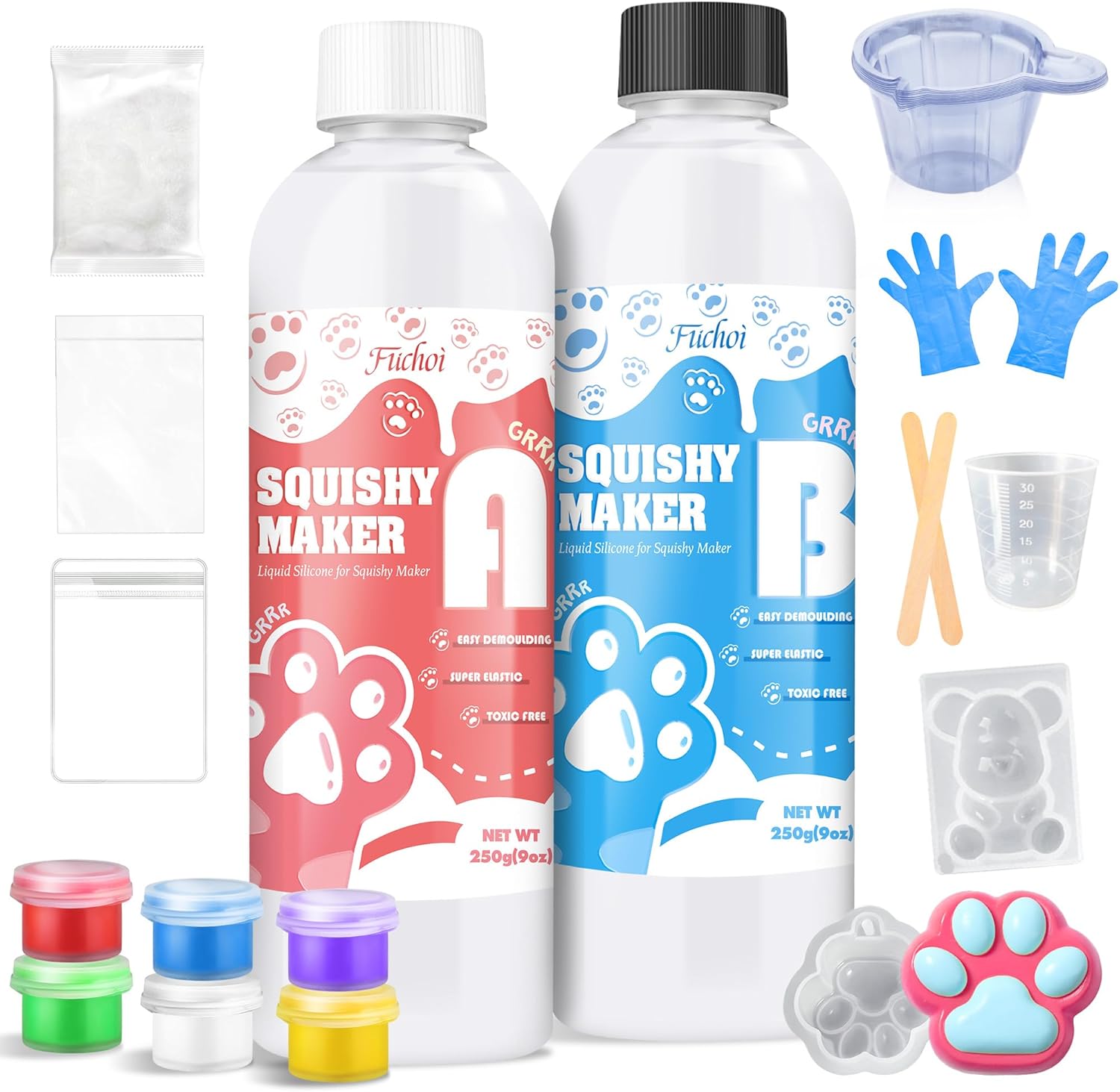Fuchoi Kit Silicone Liquido per Squishy 500g - immagine 1