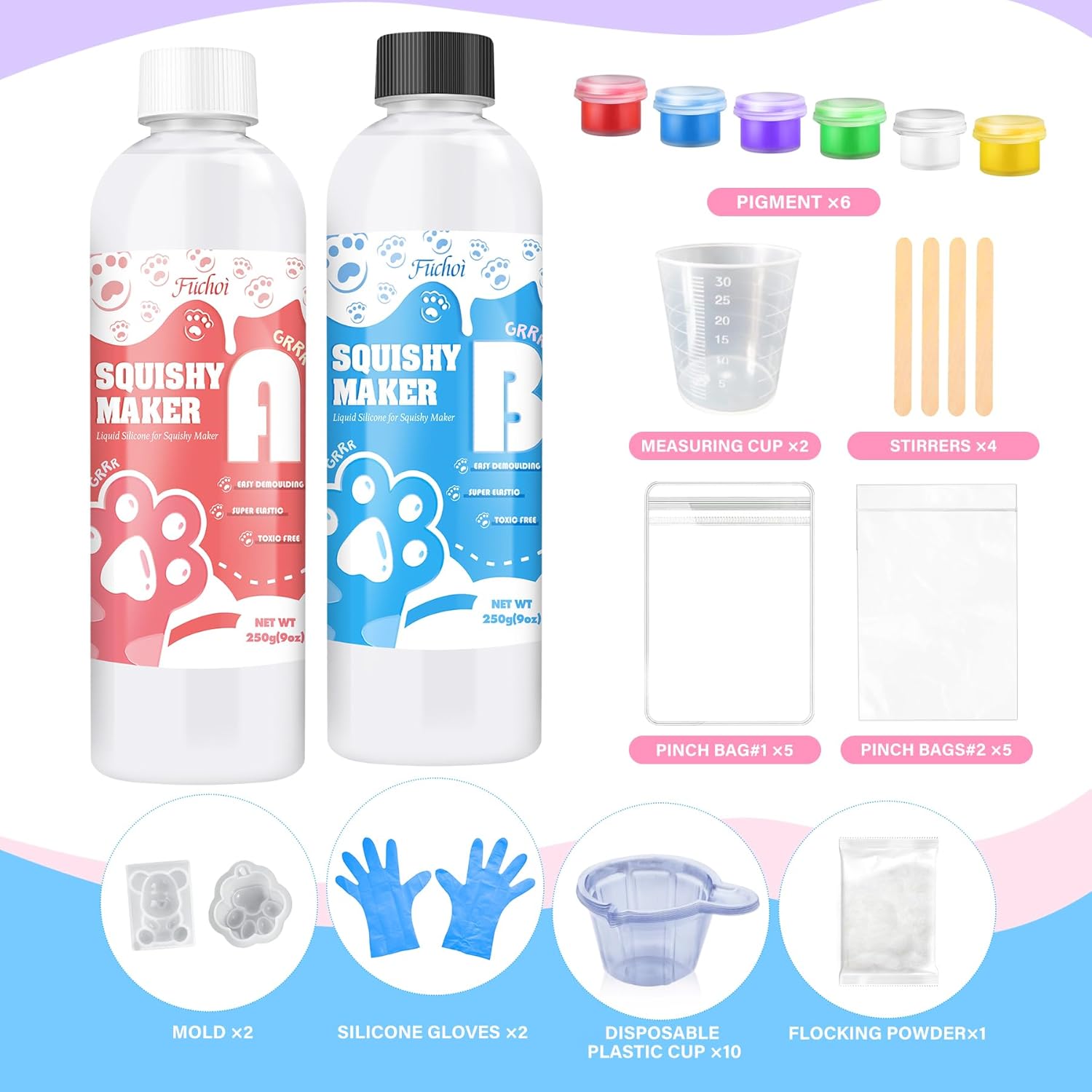 Fuchoi Kit Silicone Liquido per Squishy 500g - immagine 2