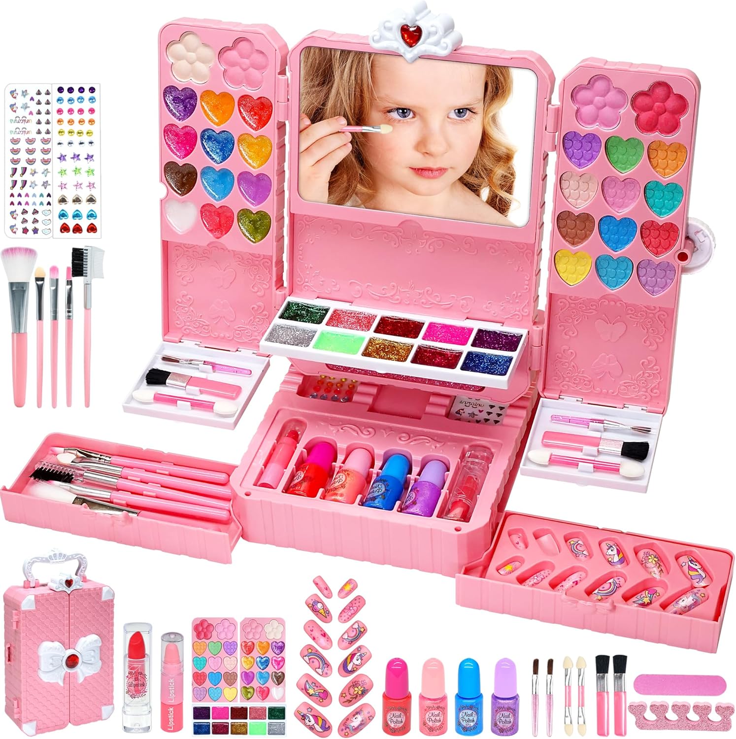 Mrabbitoo Set Trucchi Bambina 74 Pezzi, Rosa - immagine 1