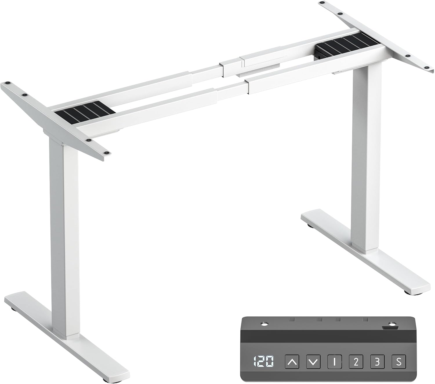 Scrivania Regolabile Elettrica con Due Motori, Bianca - immagine 2