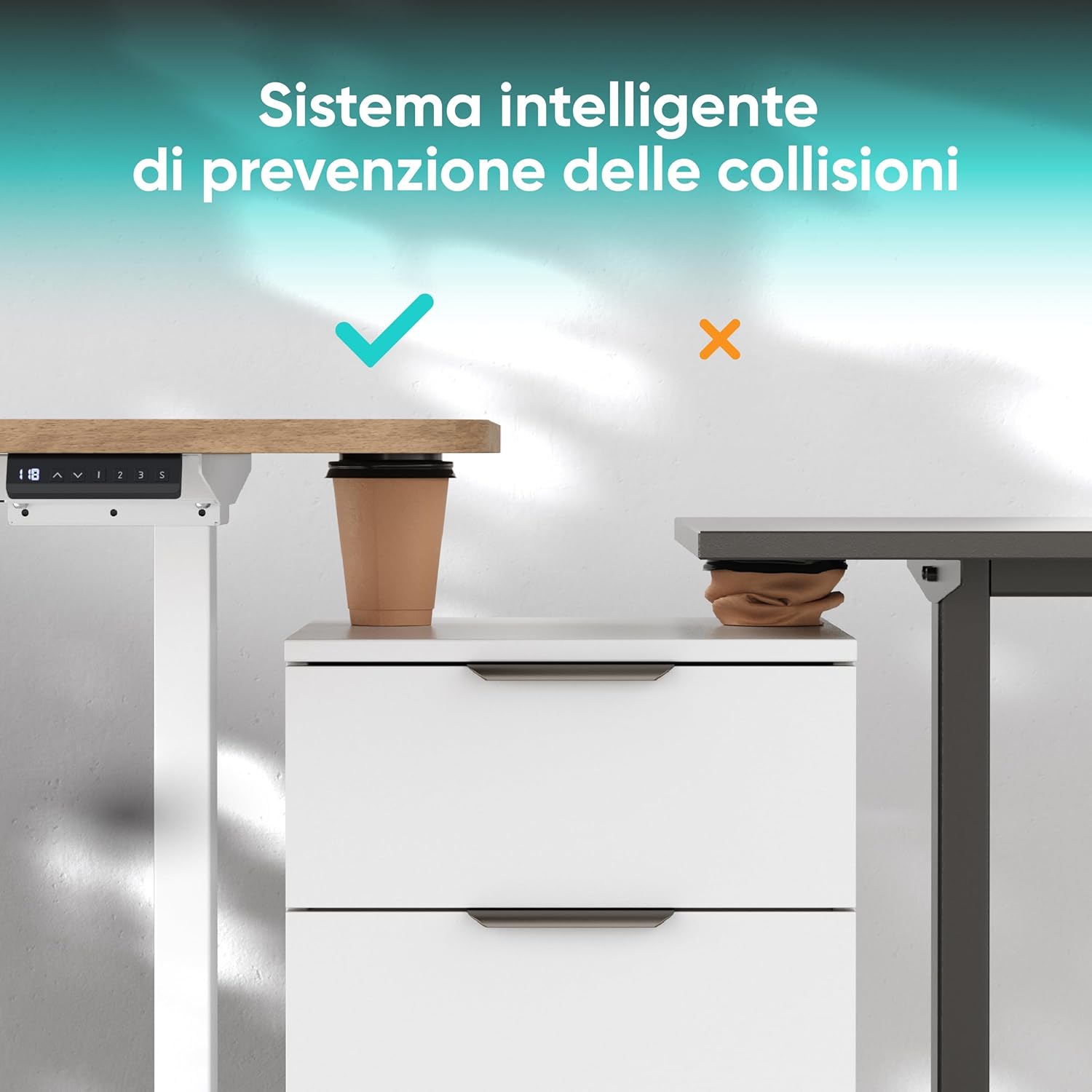 Scrivania Regolabile Elettrica con Due Motori, Bianca - immagine 7