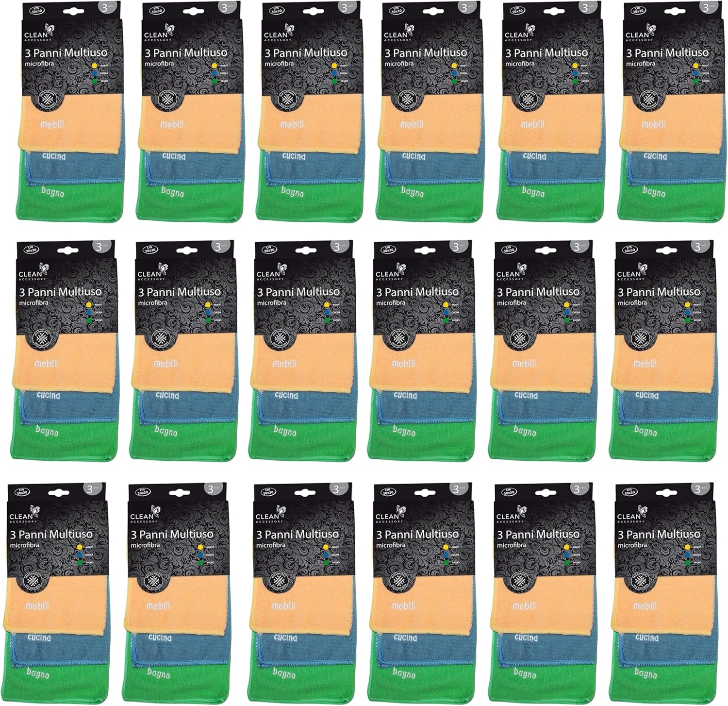 Lifechic Set Panni Microfibra Multiuso 30x30 cm