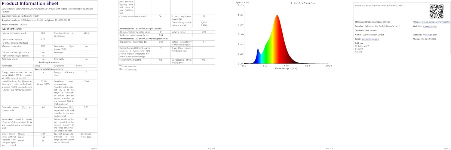 Eglo E27 LED Lampadina Globo Opalina 9W G95 - immagine 13