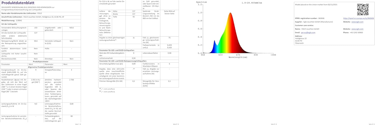 Eglo E27 LED Lampadina Globo Opalina 9W G95 - immagine 9